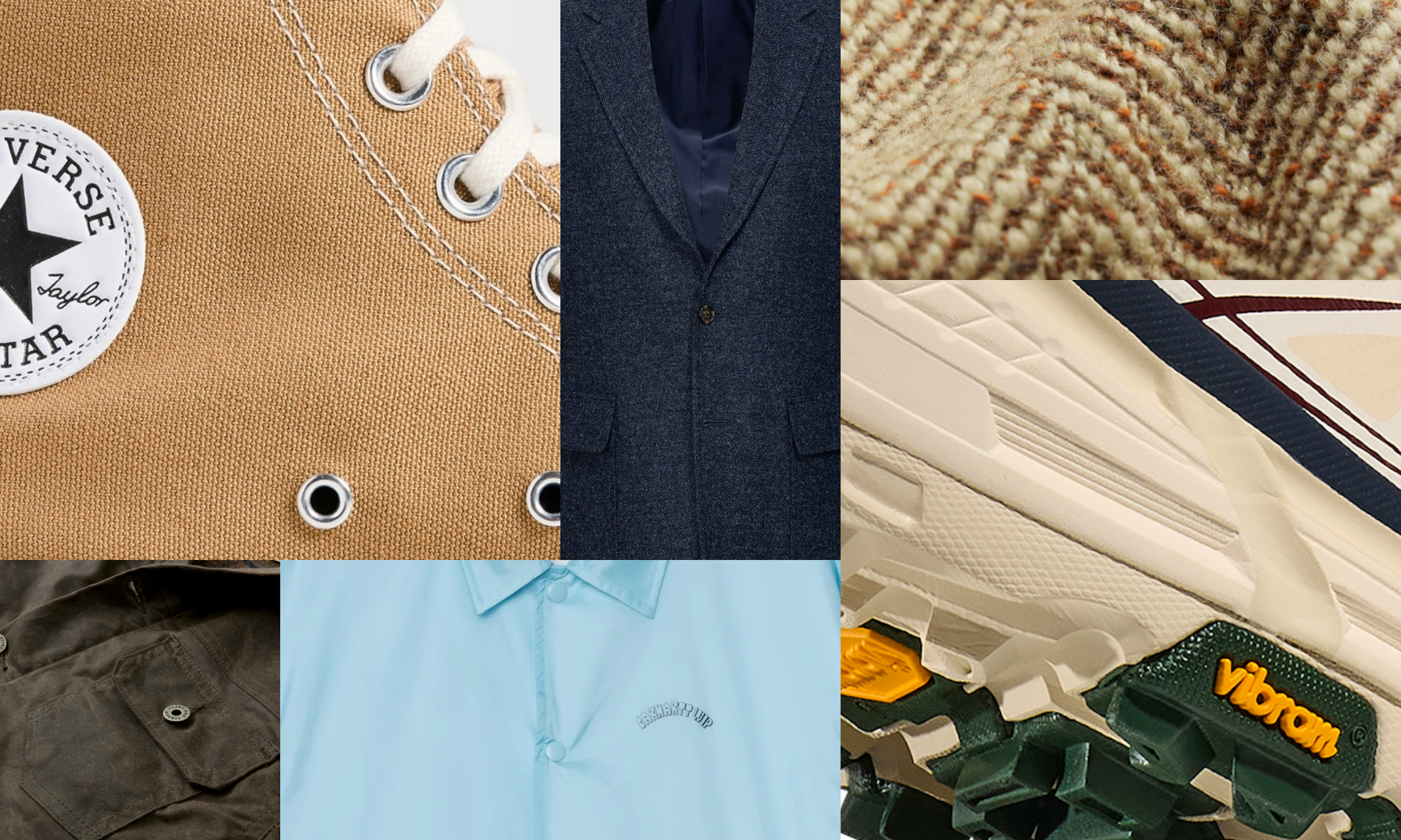 collage of menswear items