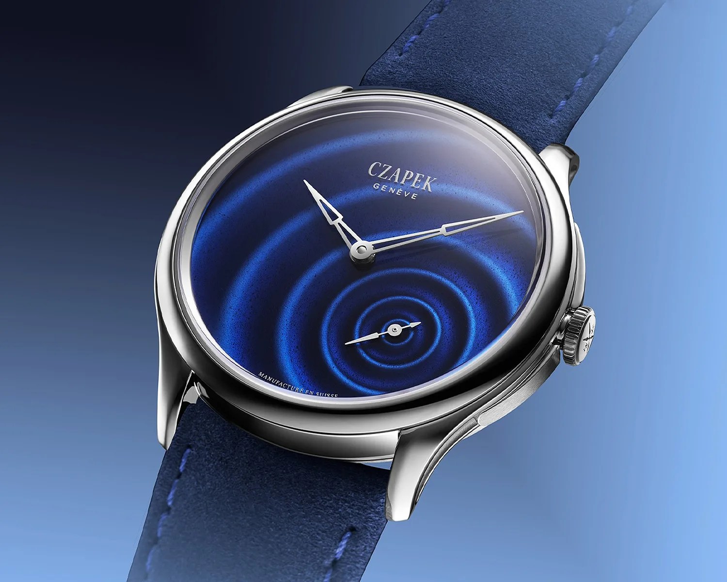 a closeup of a czapek watch dial