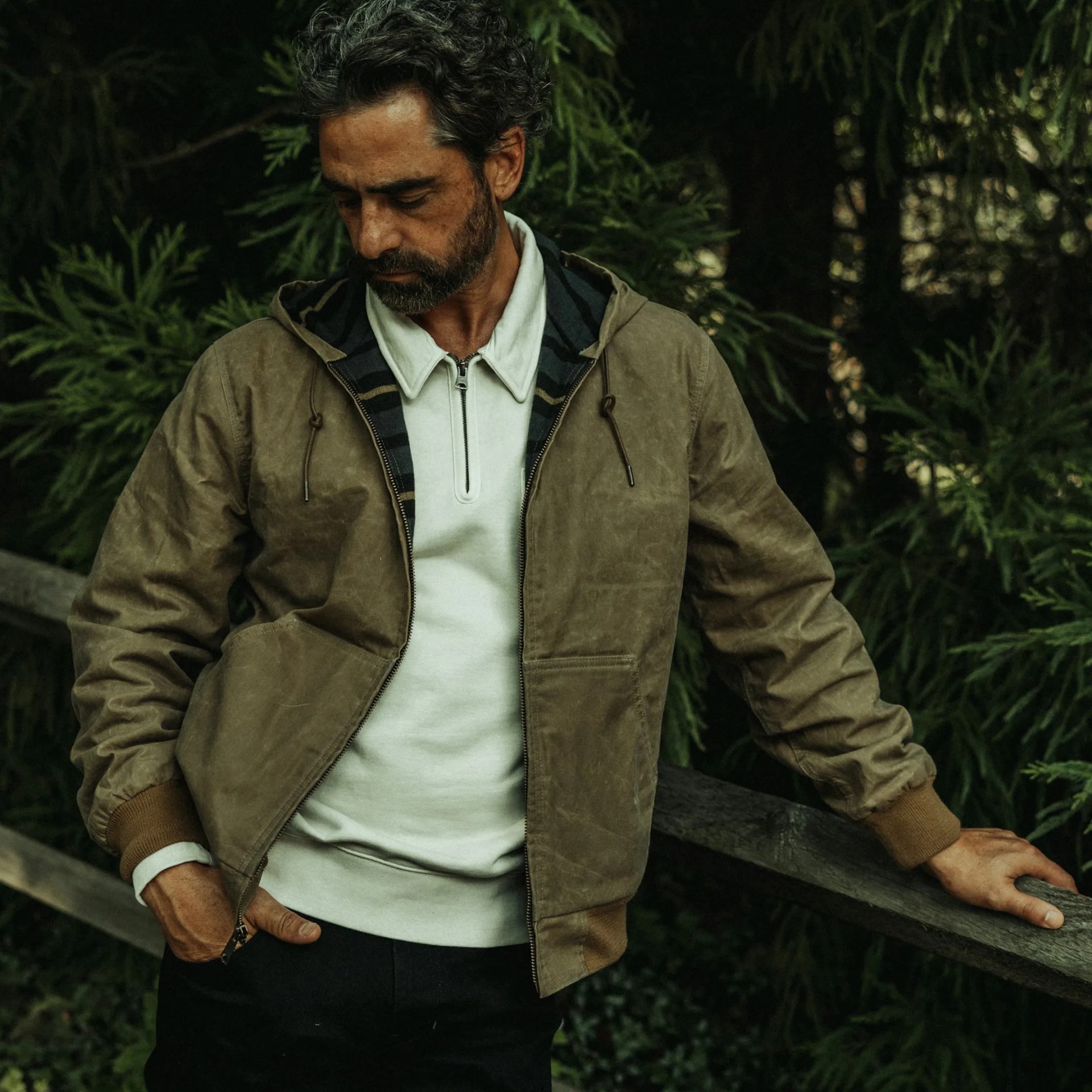 flint and tinder flannel lined hooded waxed jacket embed