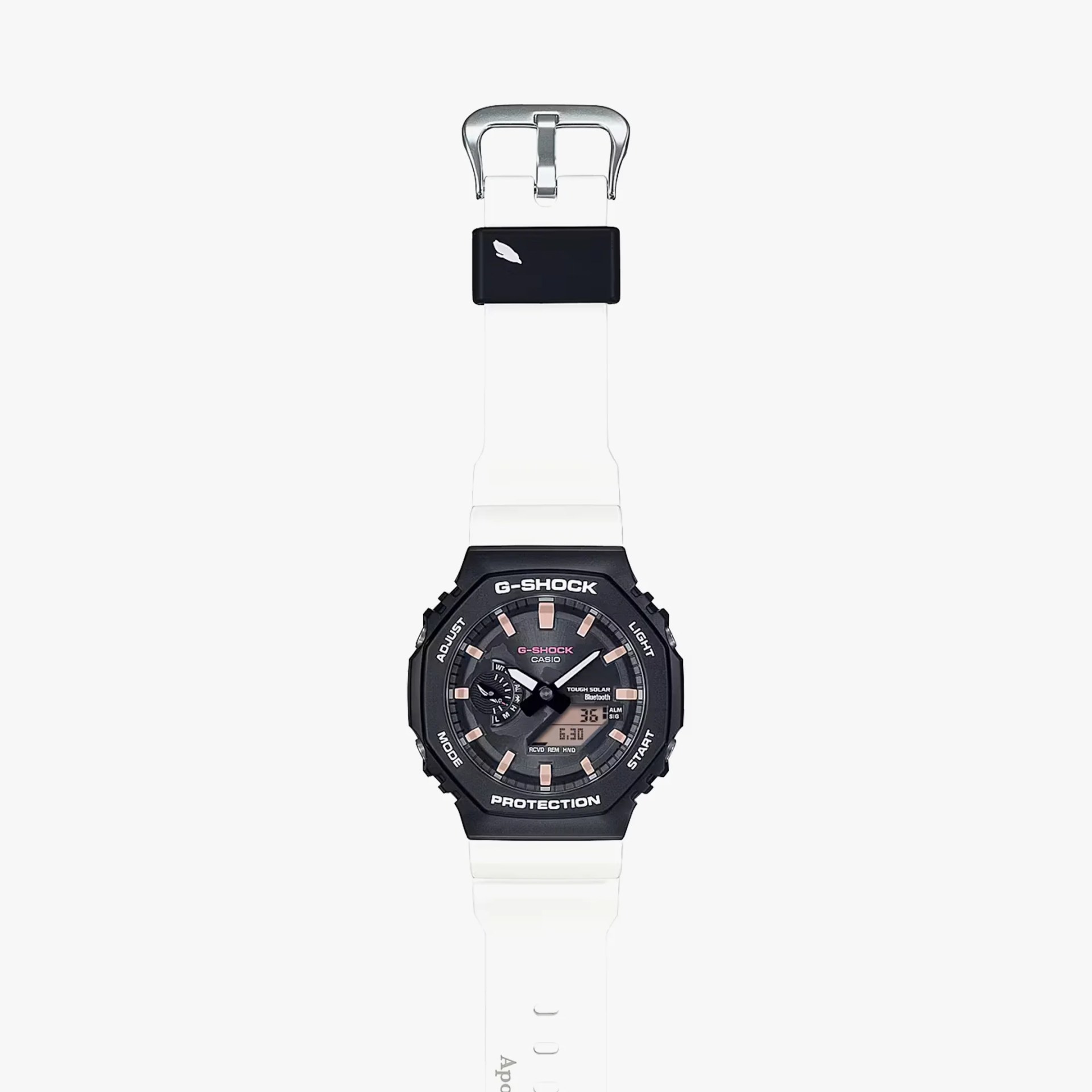 black and white watch and strap