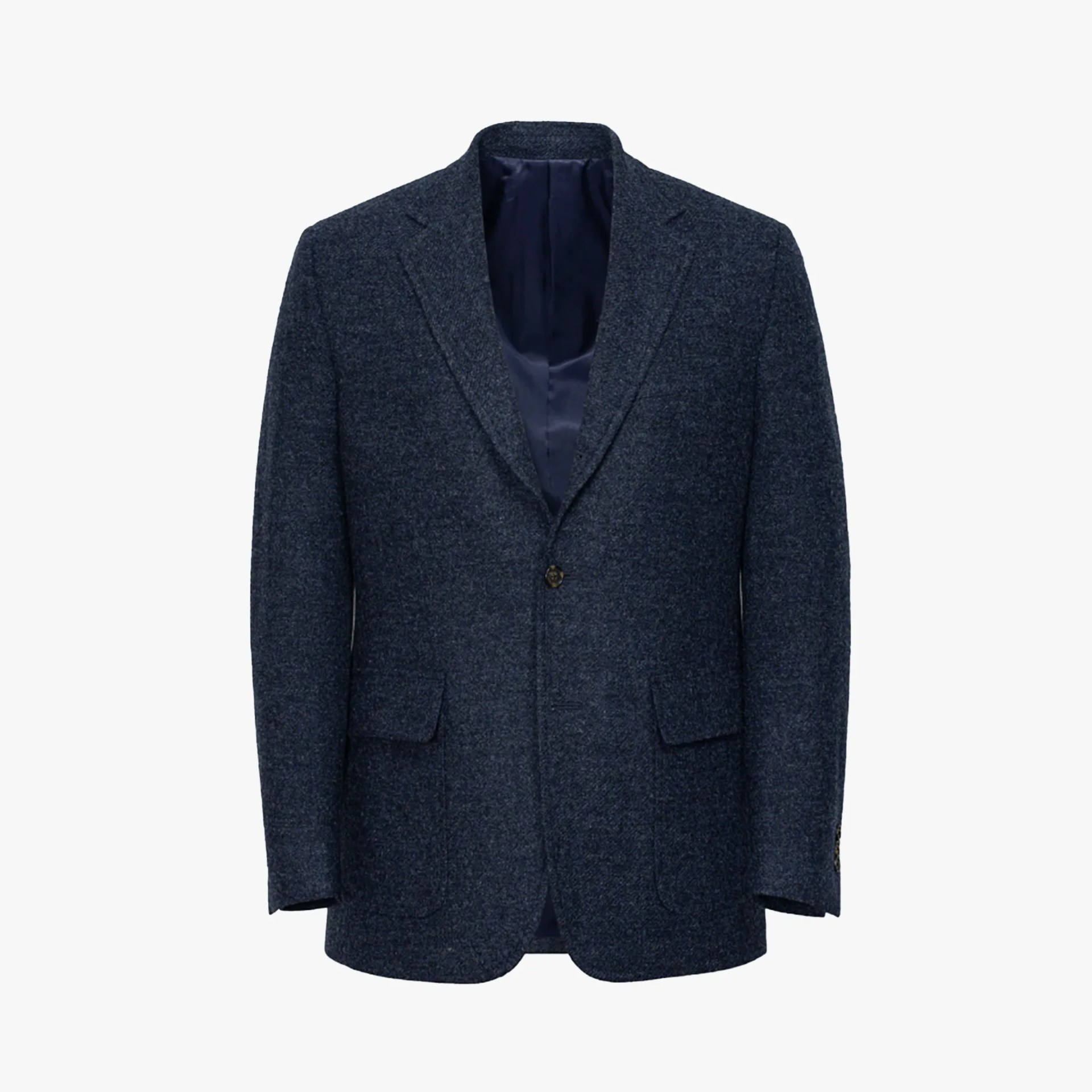 A blue tweed sport coat