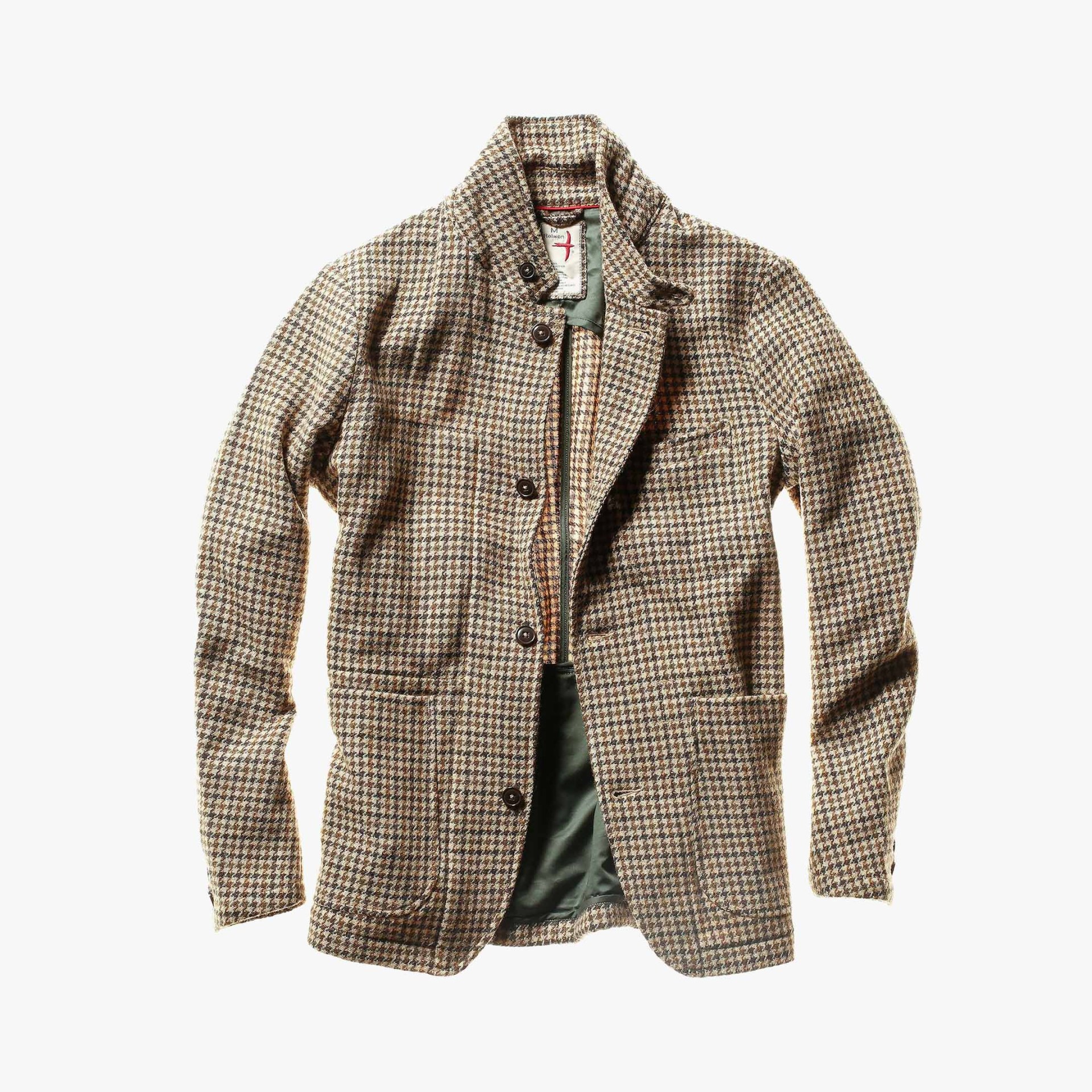 a tan houndstooth wool blazer