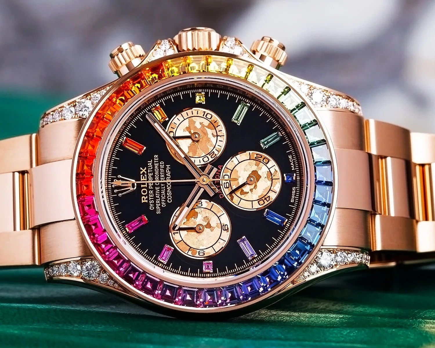 a rolex rainbow daytona watch