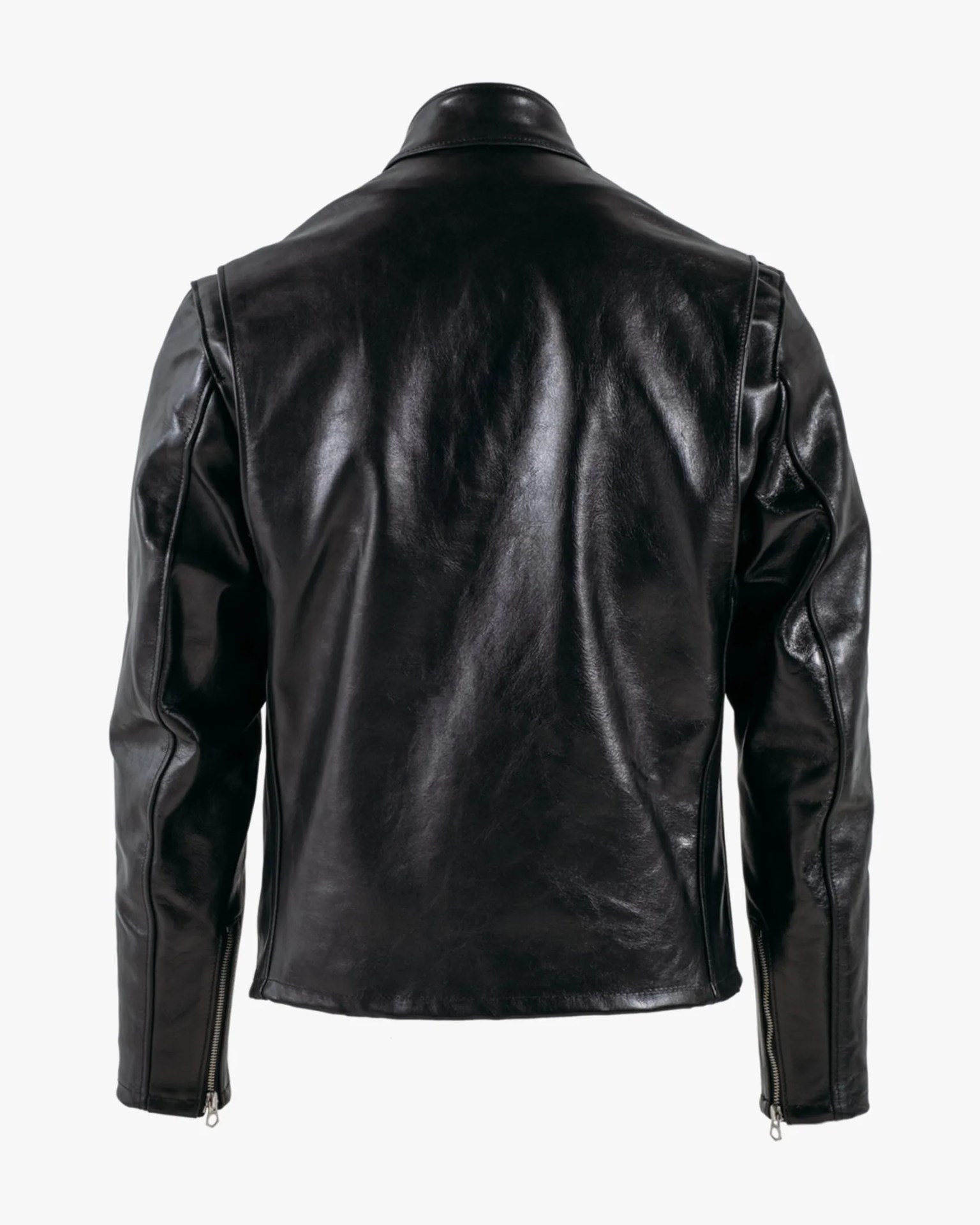 back of a black leather jacket