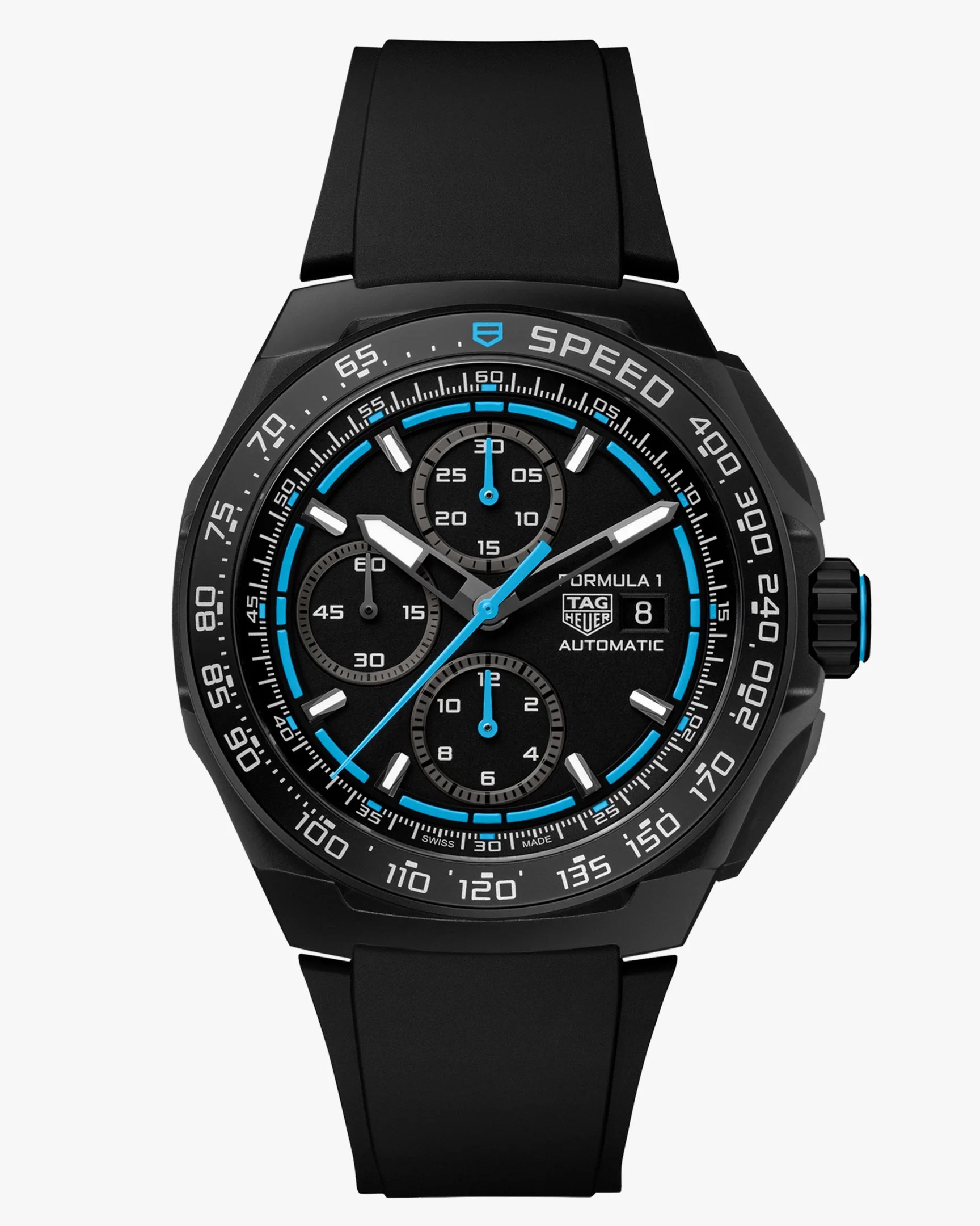a black and blue watch