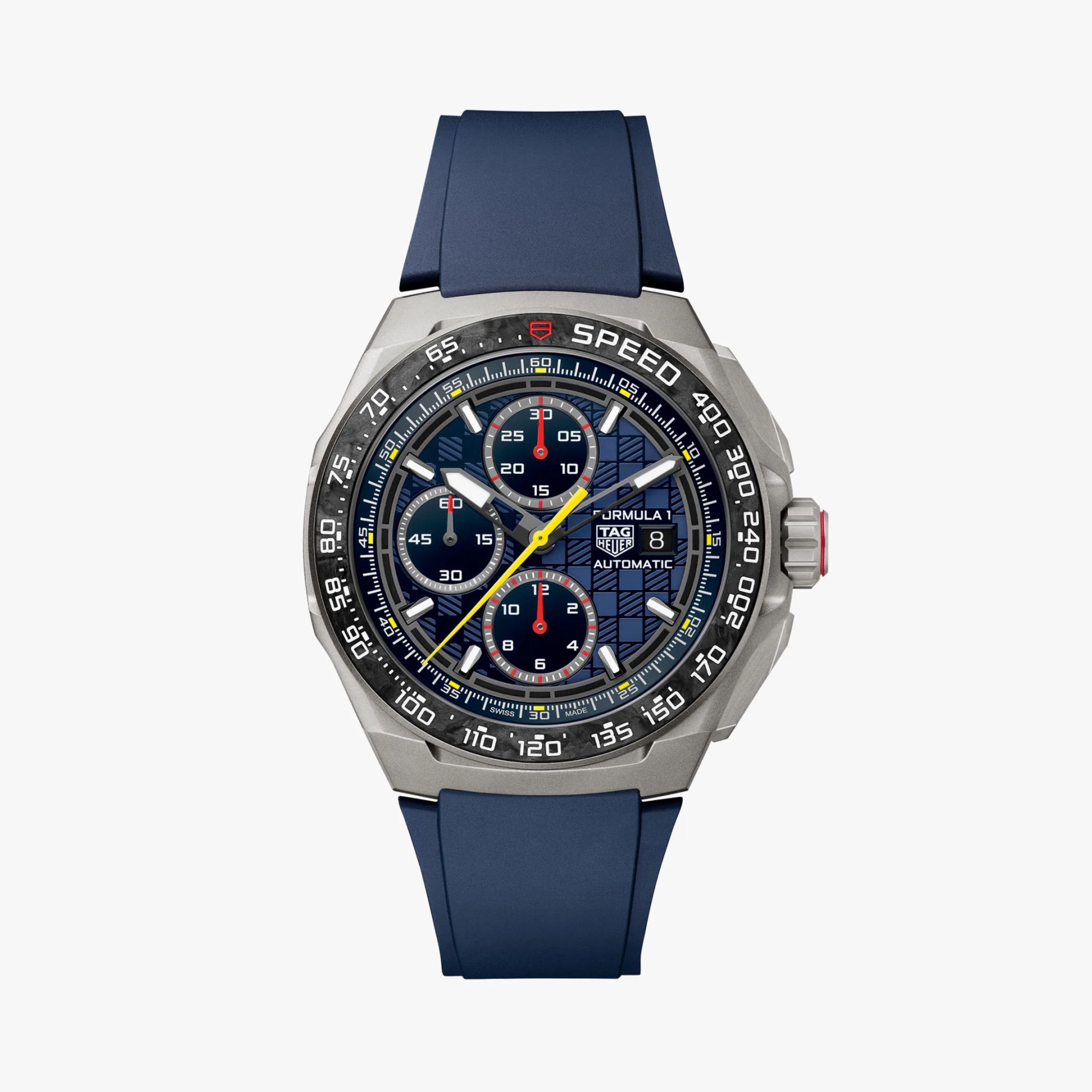A colorful chronograph watch