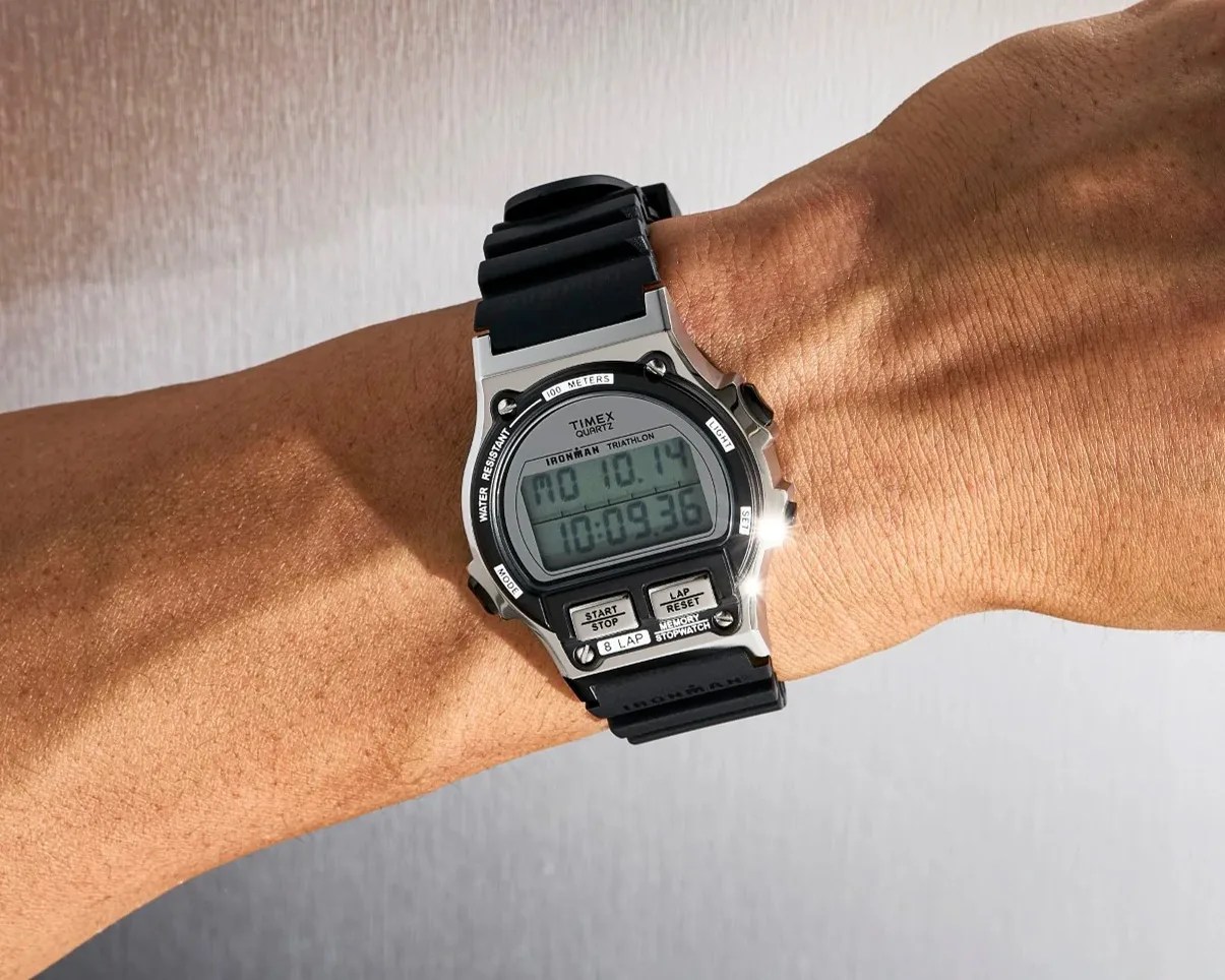 A digital watch on a wrist