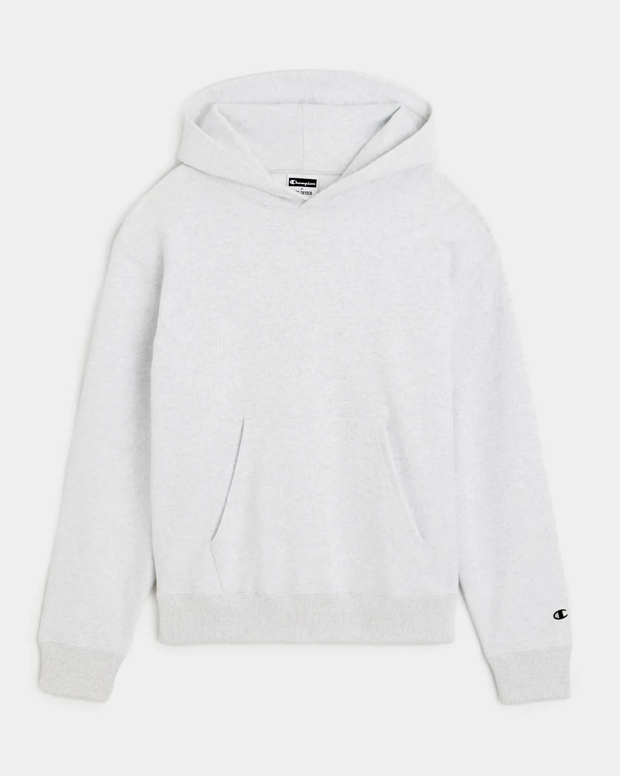 a gray Champion hoodie