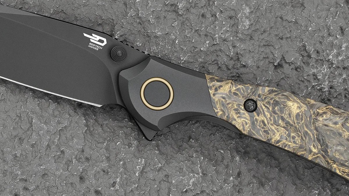 Bestech Constellation knife closeup on stone background