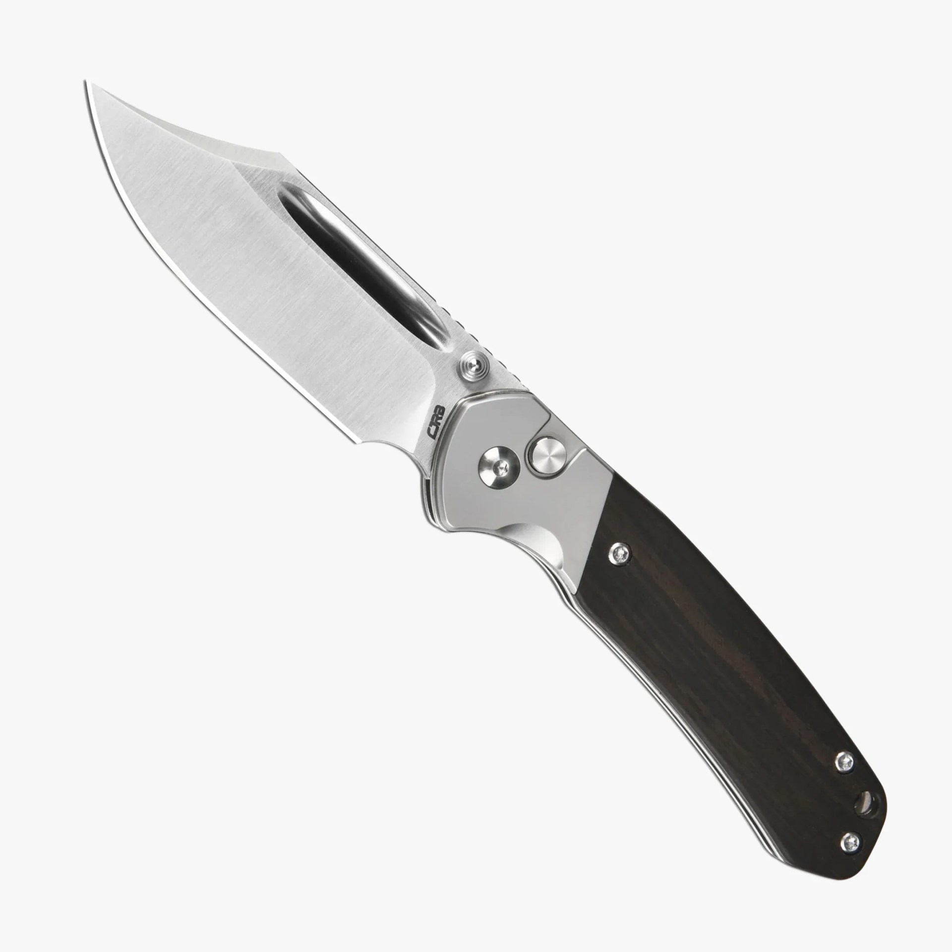CJRB Bowie Pyrite knife on gray background
