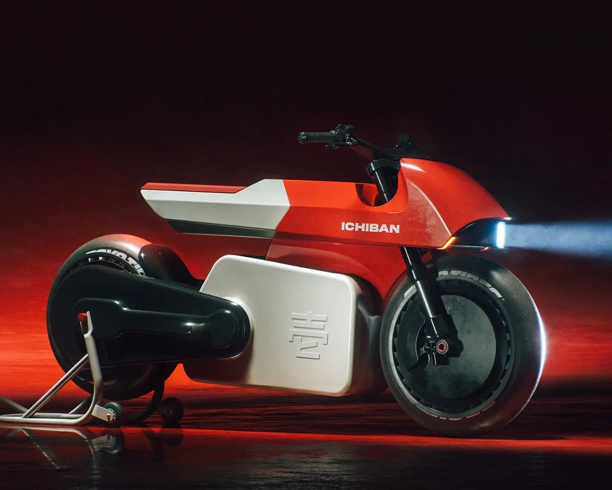 Ichiban Electric Motorcycle on black background