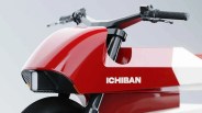 Closeup of Ichiban Electric Motorcycle handlebars on gray background