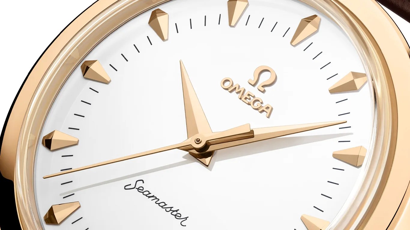 a closeup of an omega seamaster watch dial