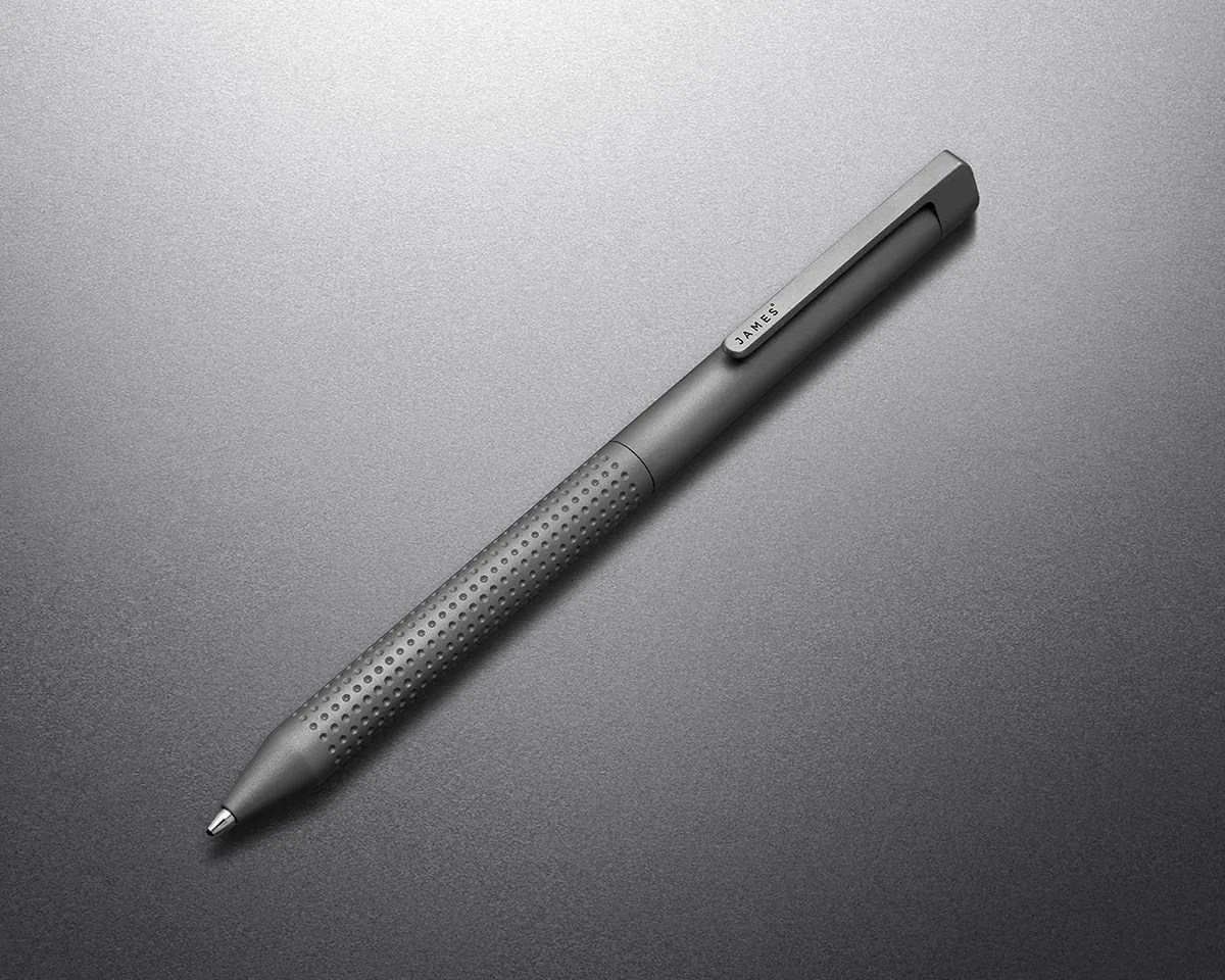 The James Brand The Bolen EDC Pen on gray background
