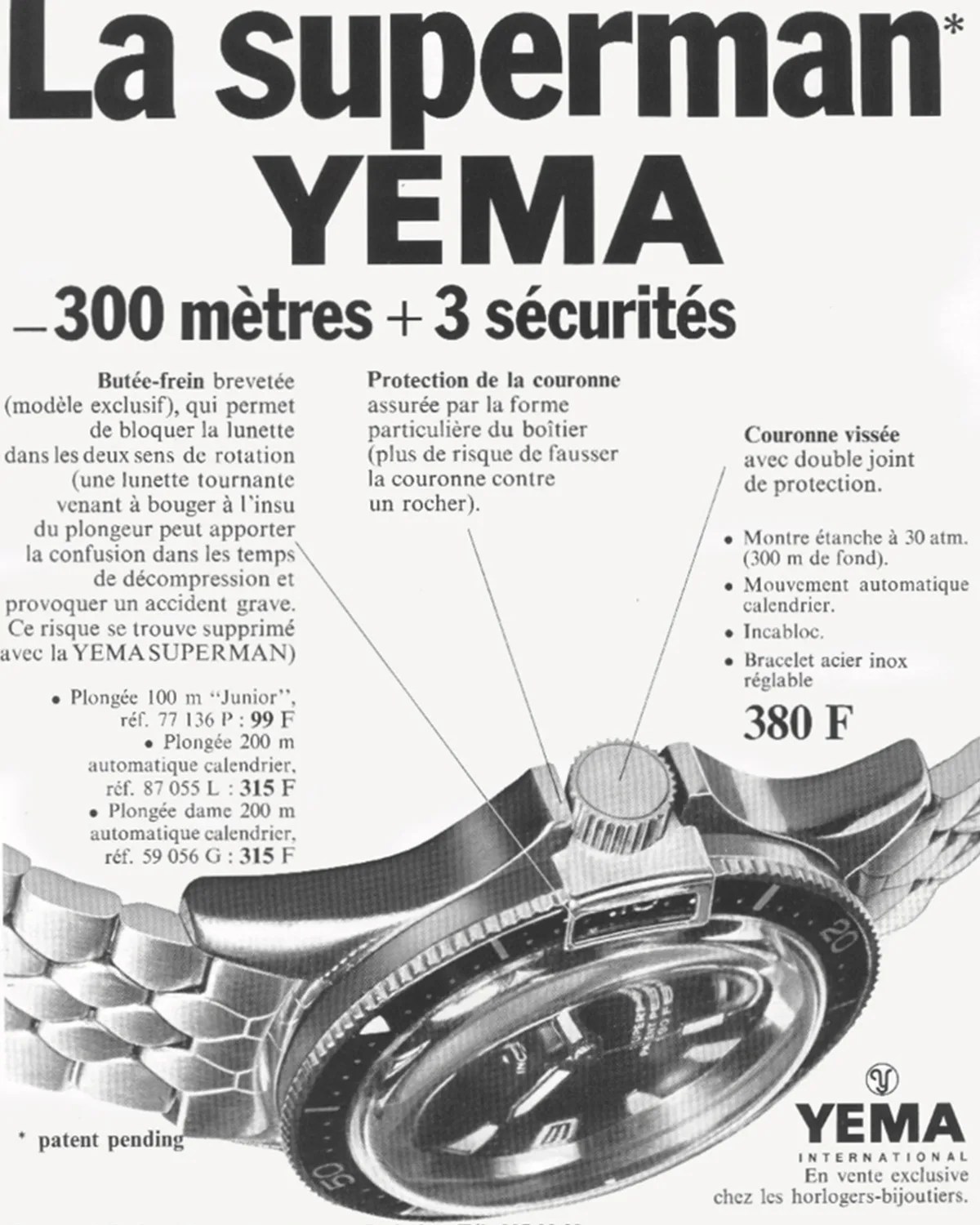 a Yema Superman watch print add from 1963