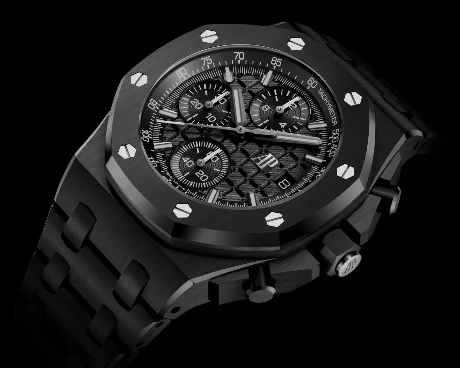 a black ceramic chronograph watch