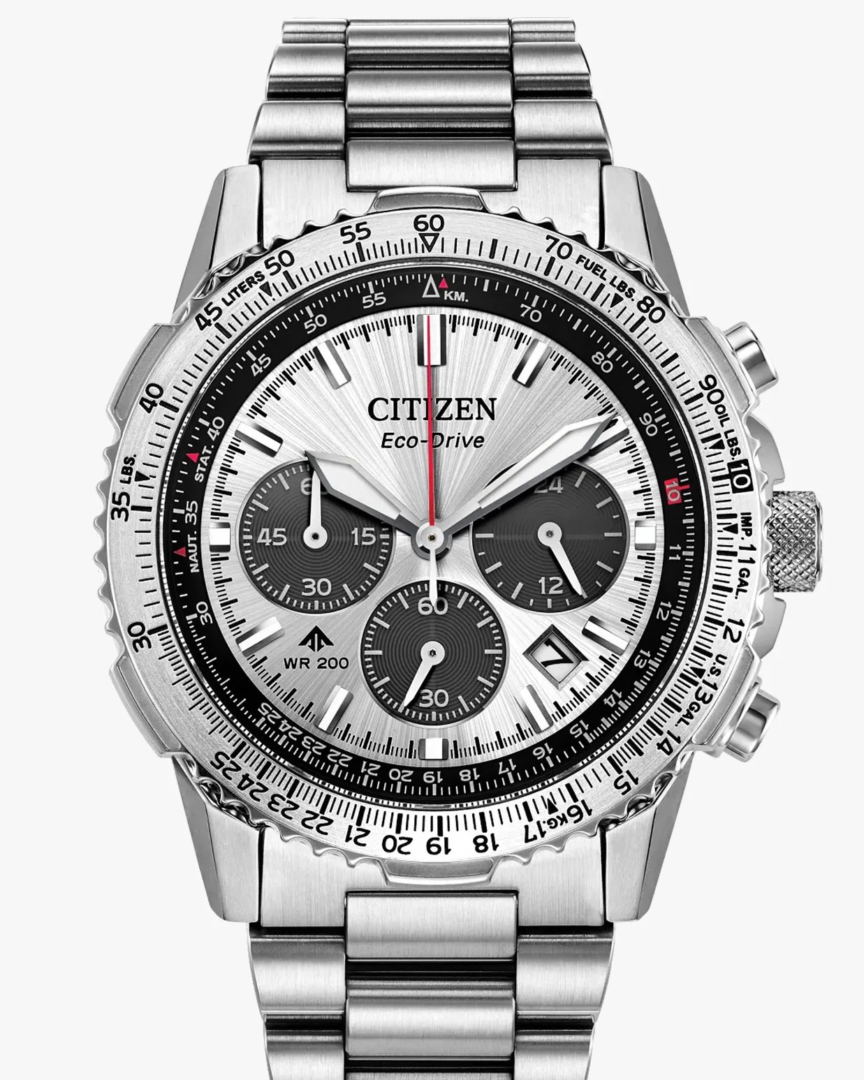 a silver chronograph watch