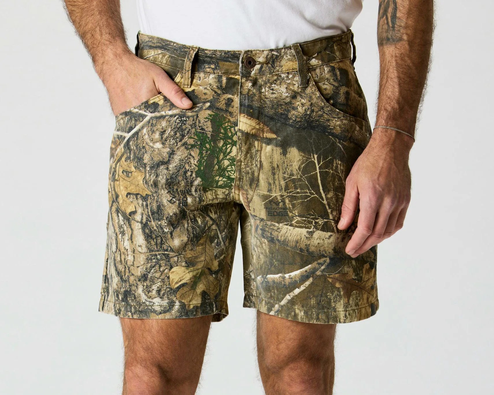 a man in camo shorts