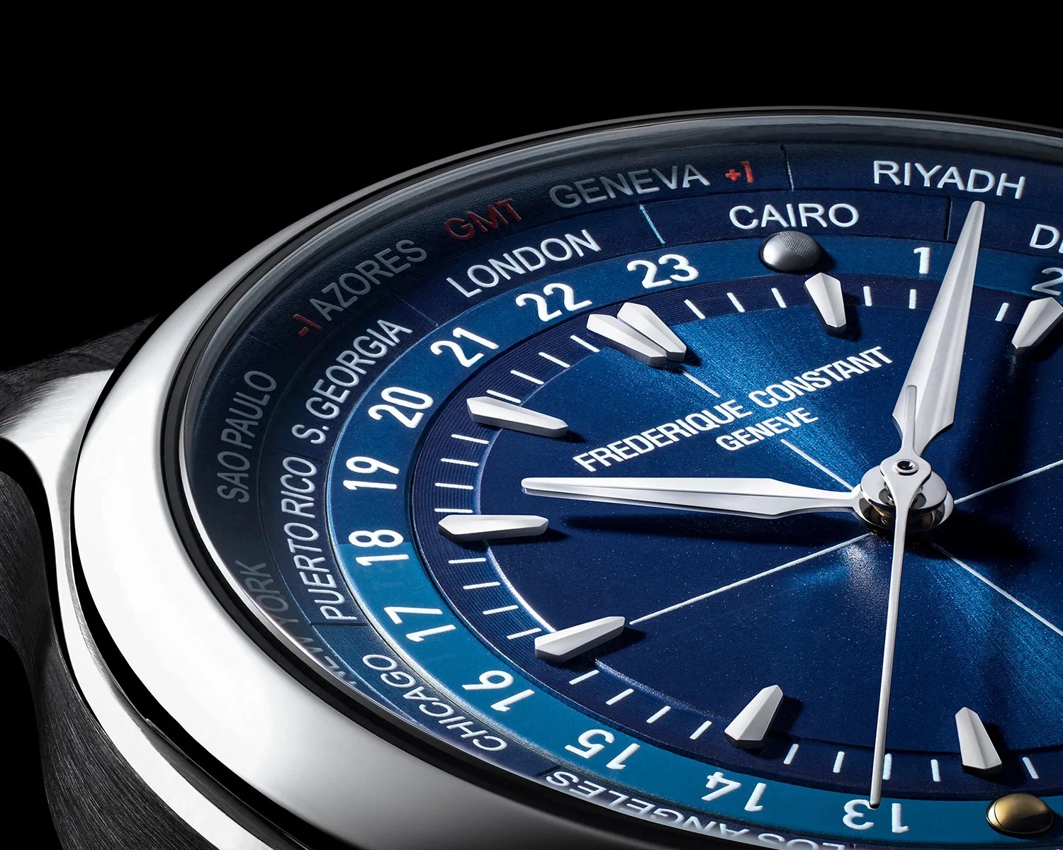 a closeup of a Frederique Constant watch dial