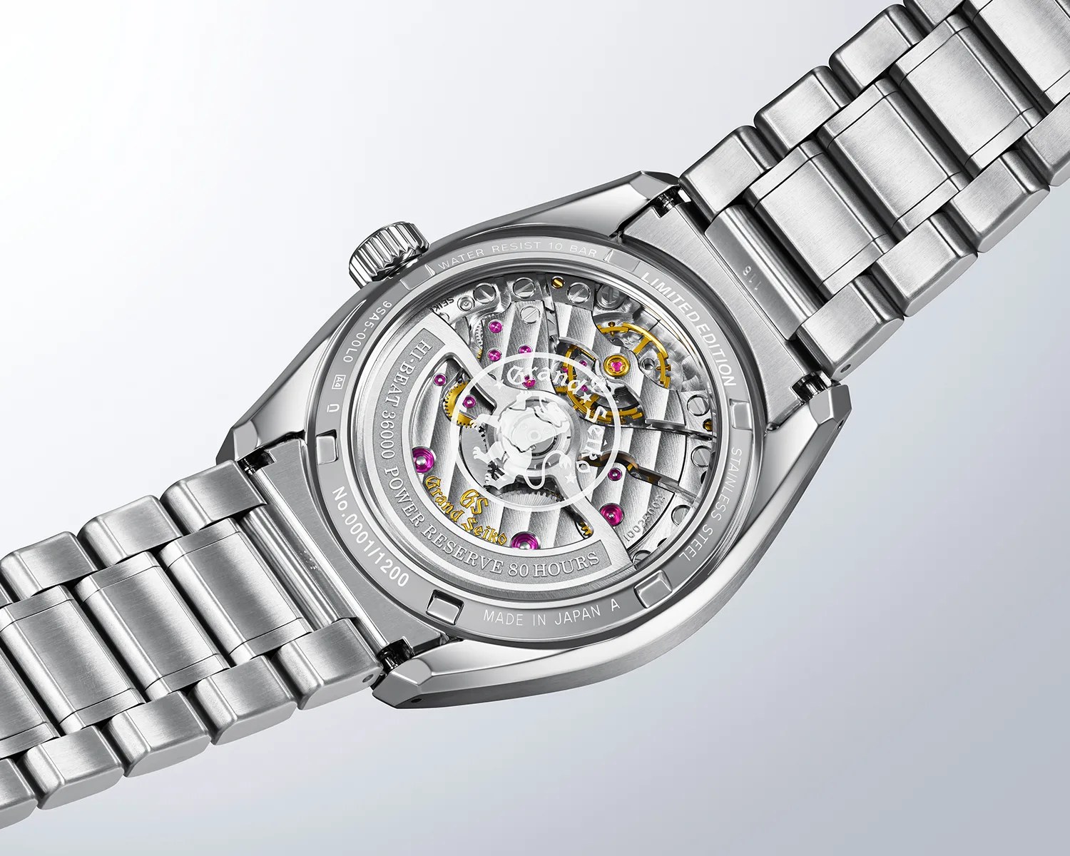 the caseback of a Grand Seiko watch showing an automatic movement