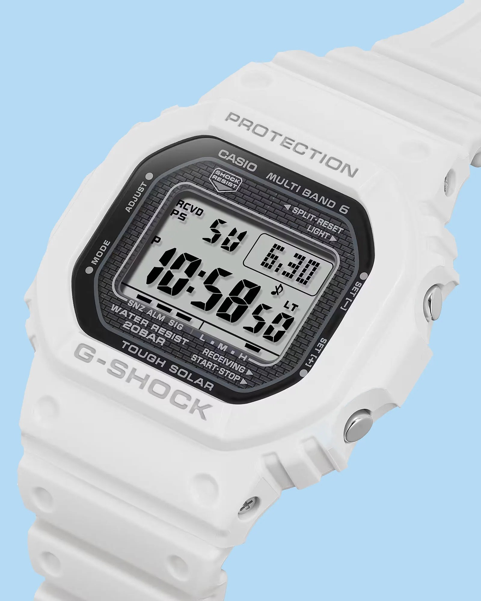 a white g-shock watch