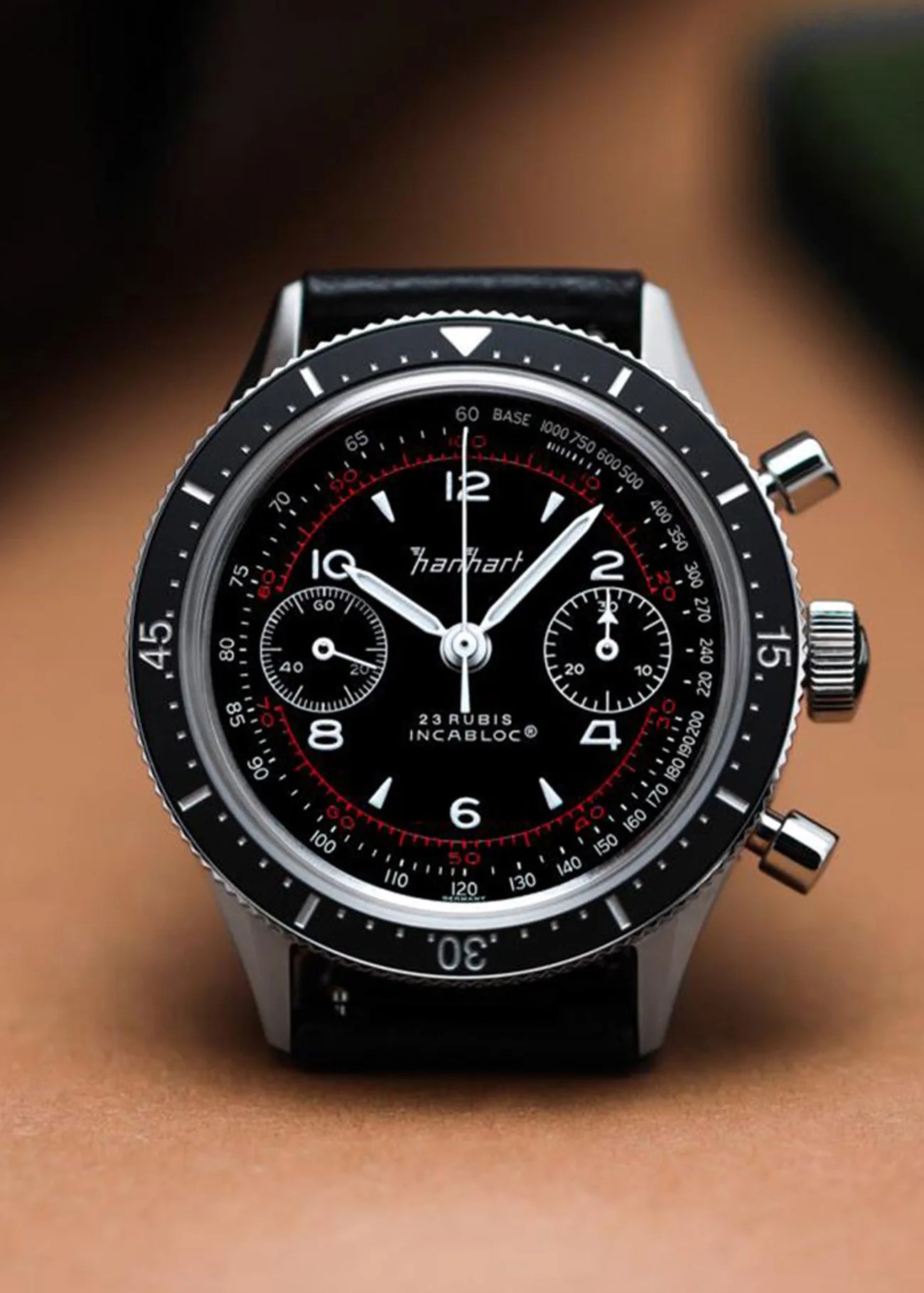 a black chronograph watch