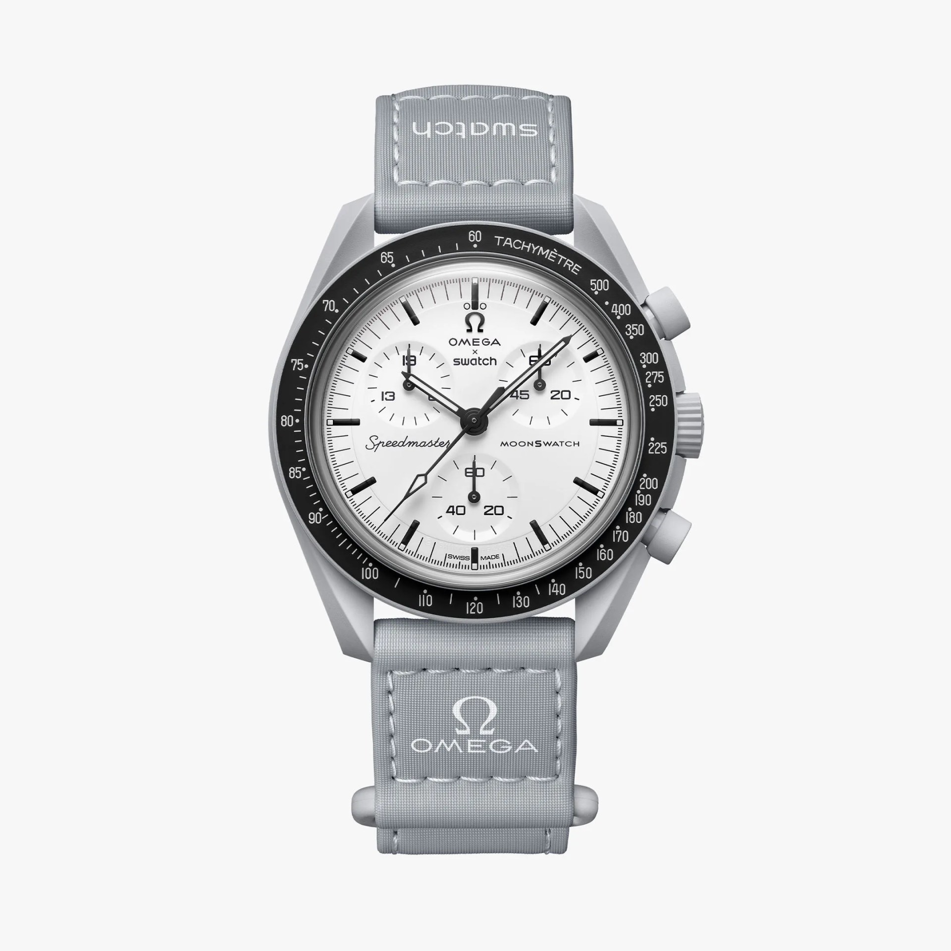 a gray swatch chronograph