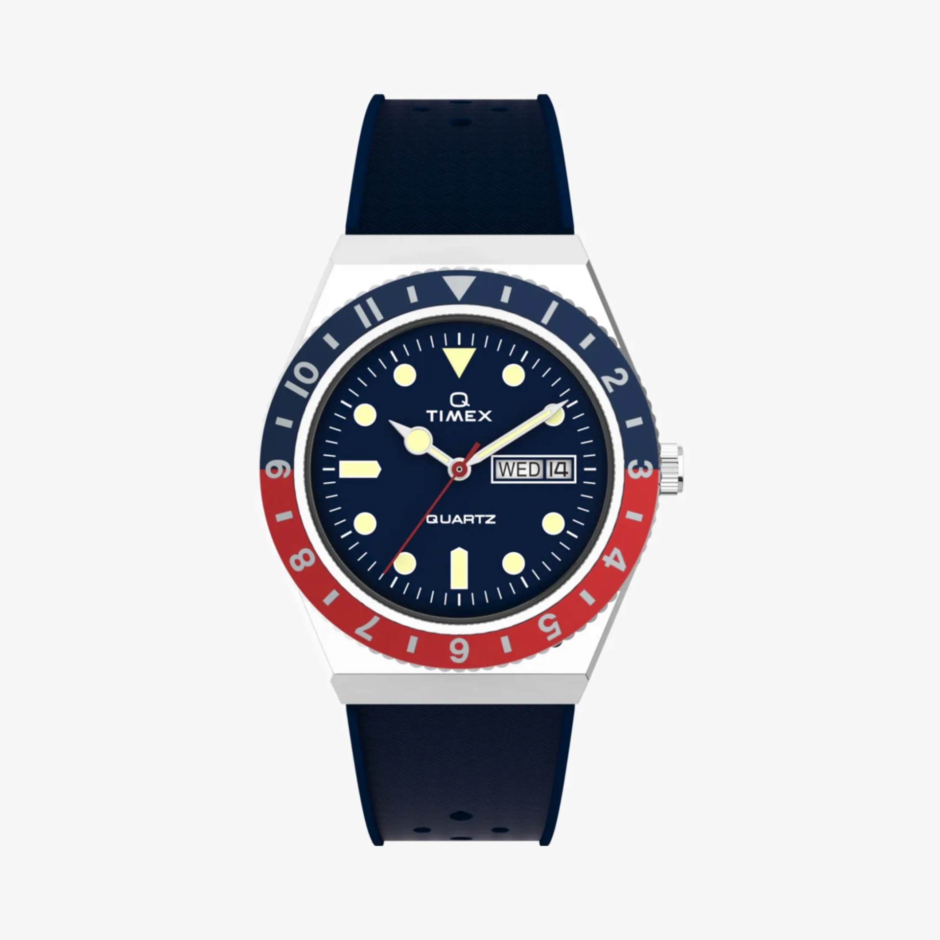 a blue timex watch with a blue band