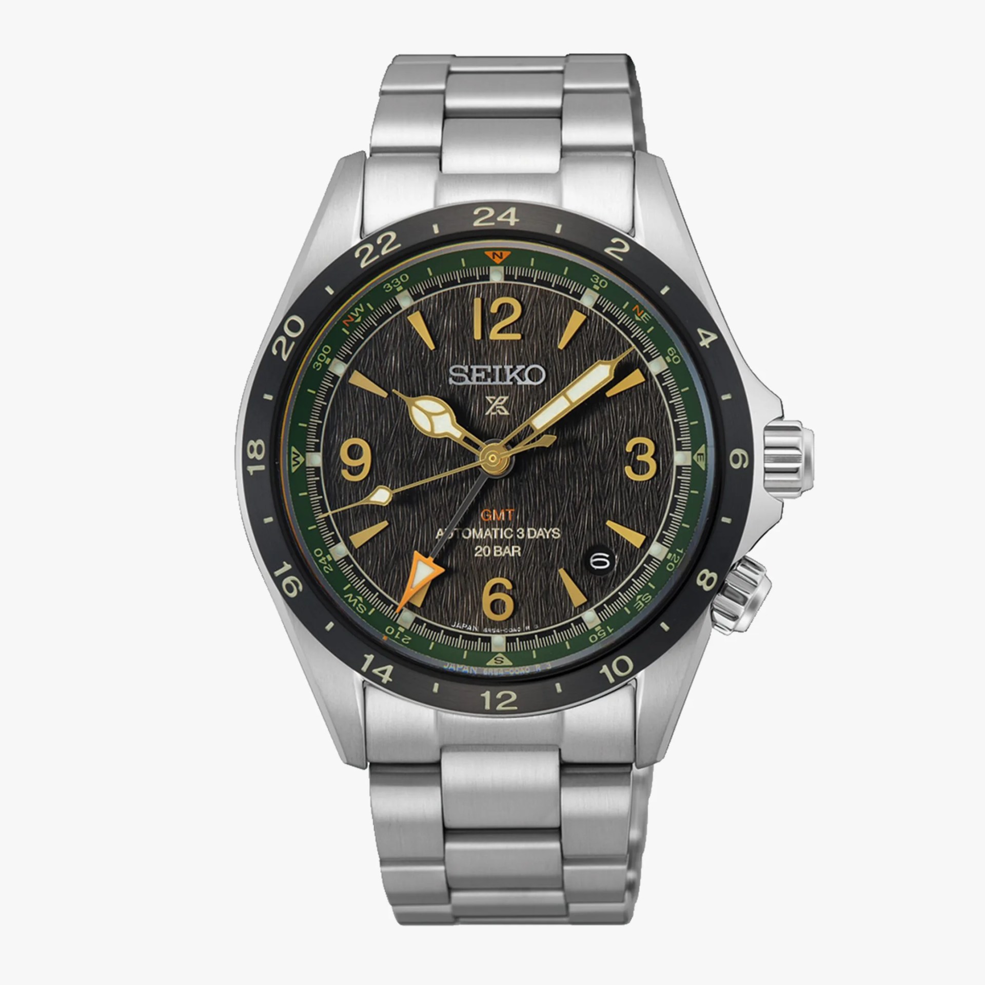 a seiko alpinist gmt watch