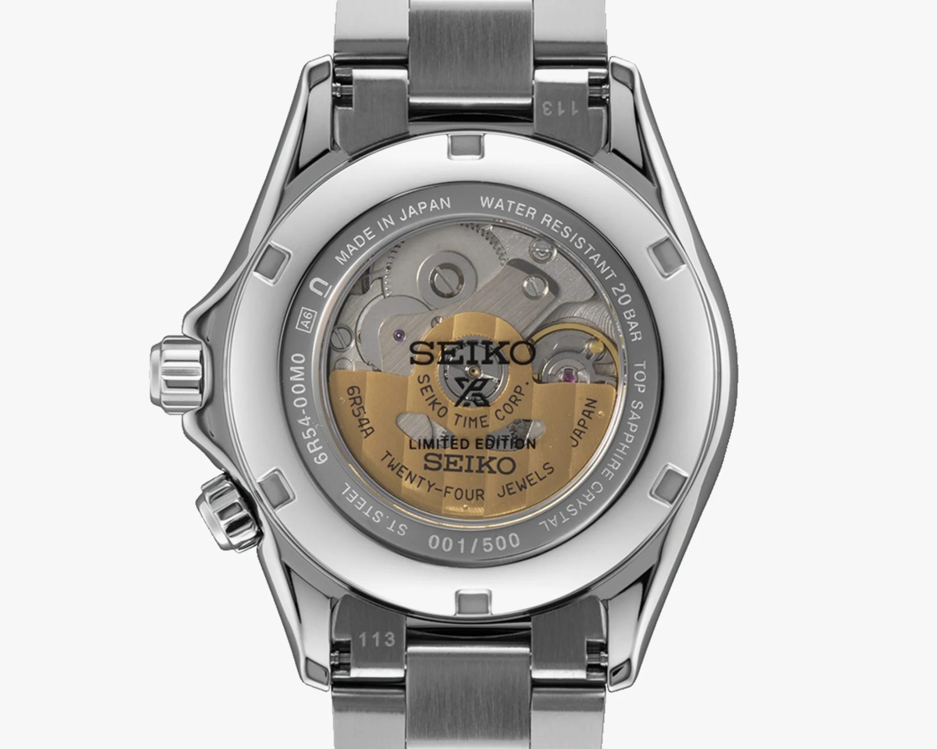 the exhibition case back of a Seiko watch