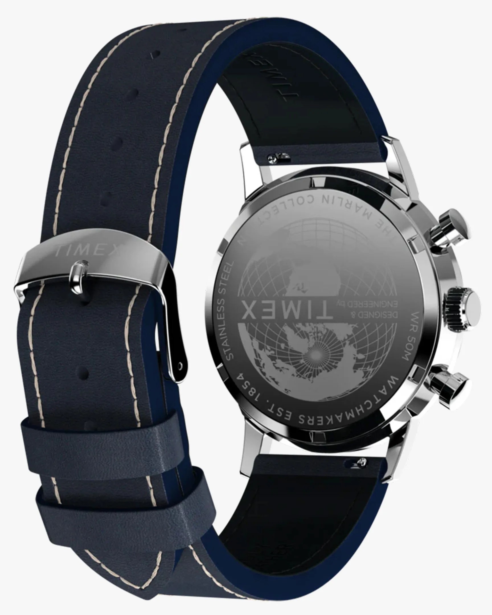 the back and strap of a Timex watch
