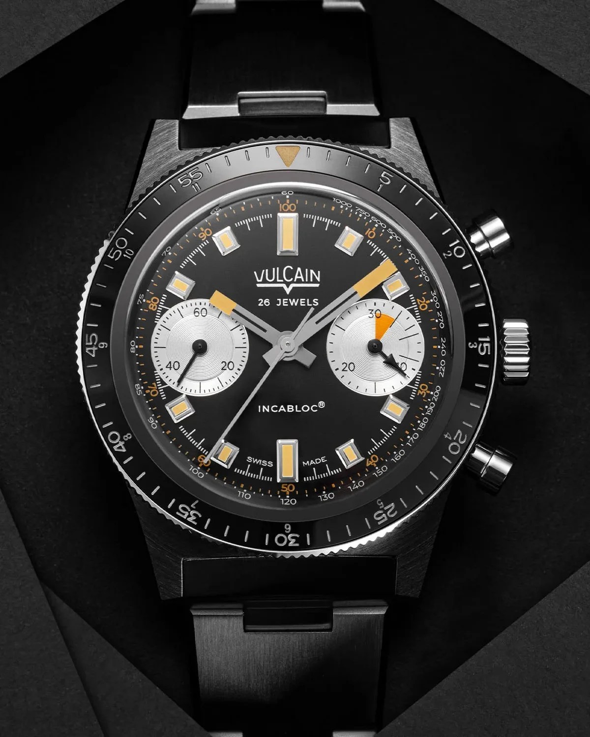 a black Vulcain dive watch