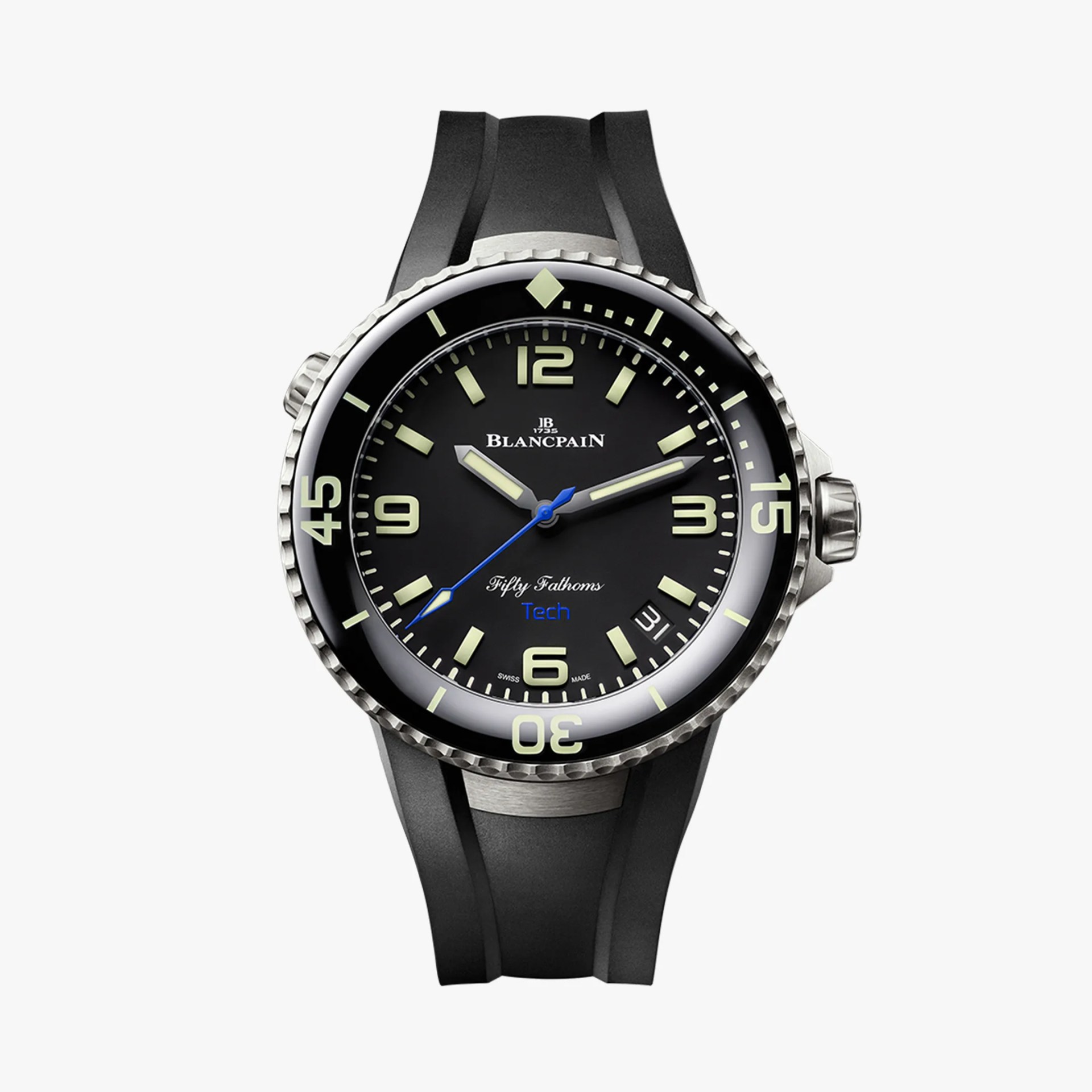 Blancpain Fifty Fathoms Tech Ocean Commitment IV watch on gray background