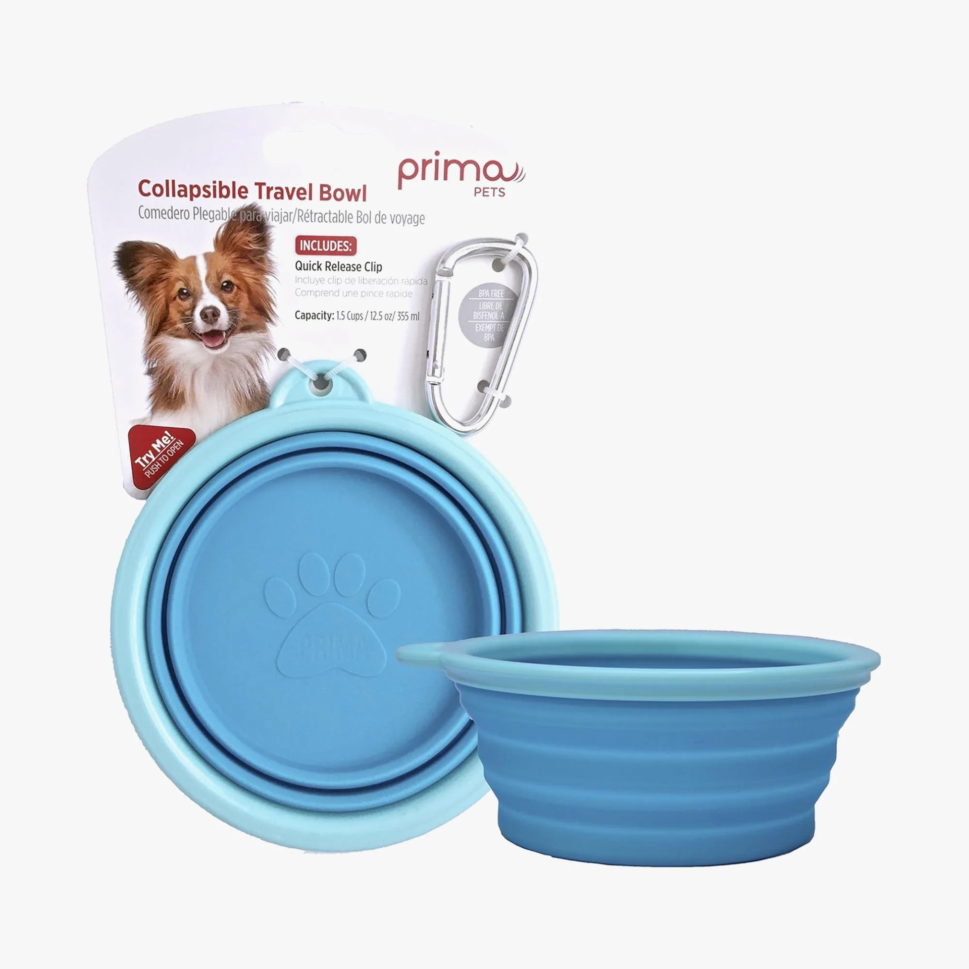 Prima Pet Expandable and Collapsible Silicone Food & Water Travel Bowl
