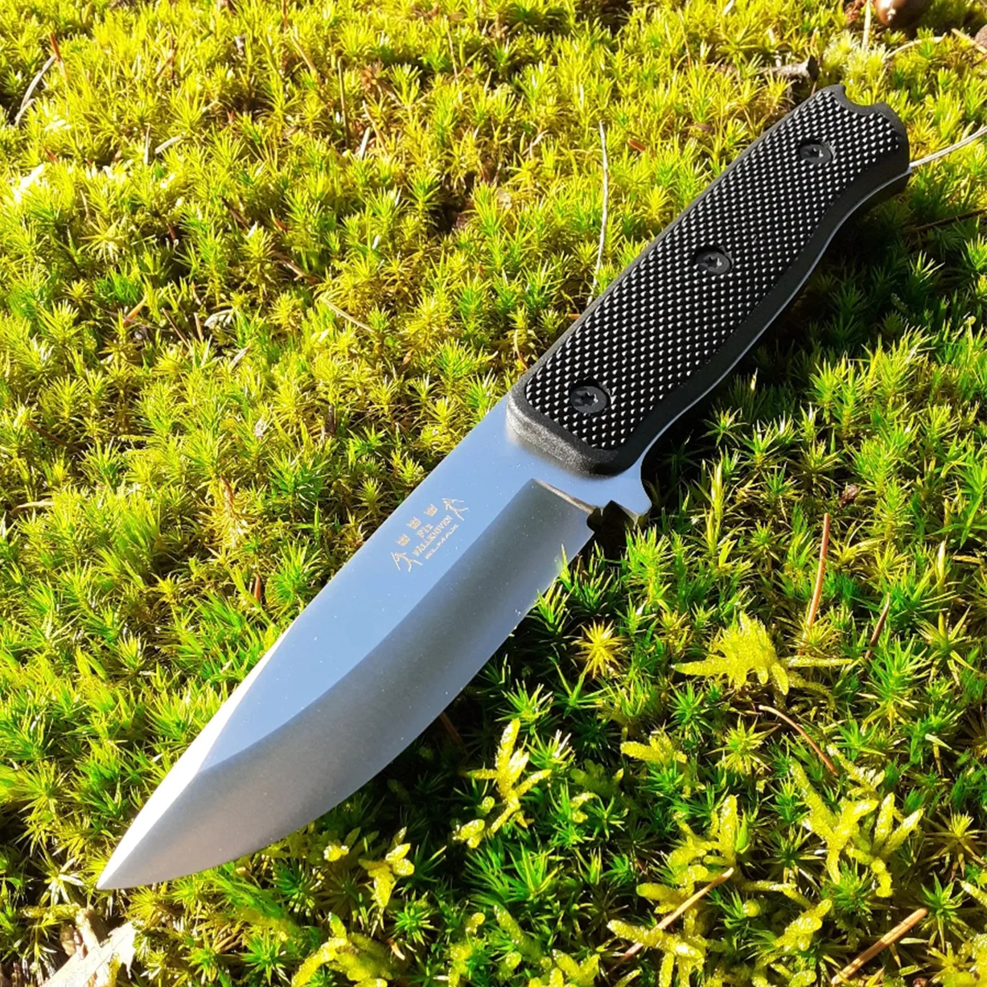 Fallkniven F1 Elmax knife on grass outdoors