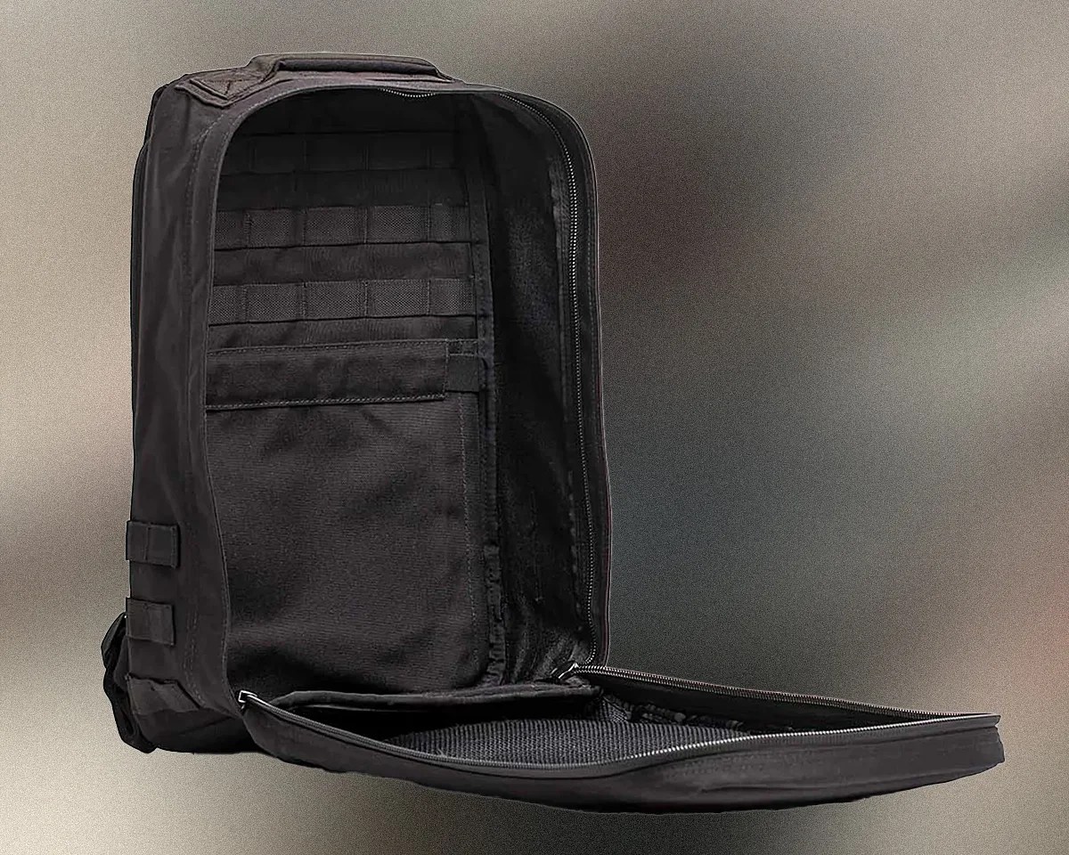 GoRuck GR1 USA Throwback backpack on blurry background