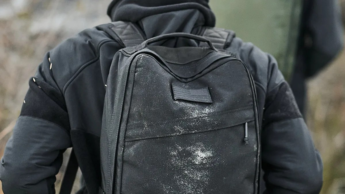 GoRuck GR1 USA Throwback pack worn on back