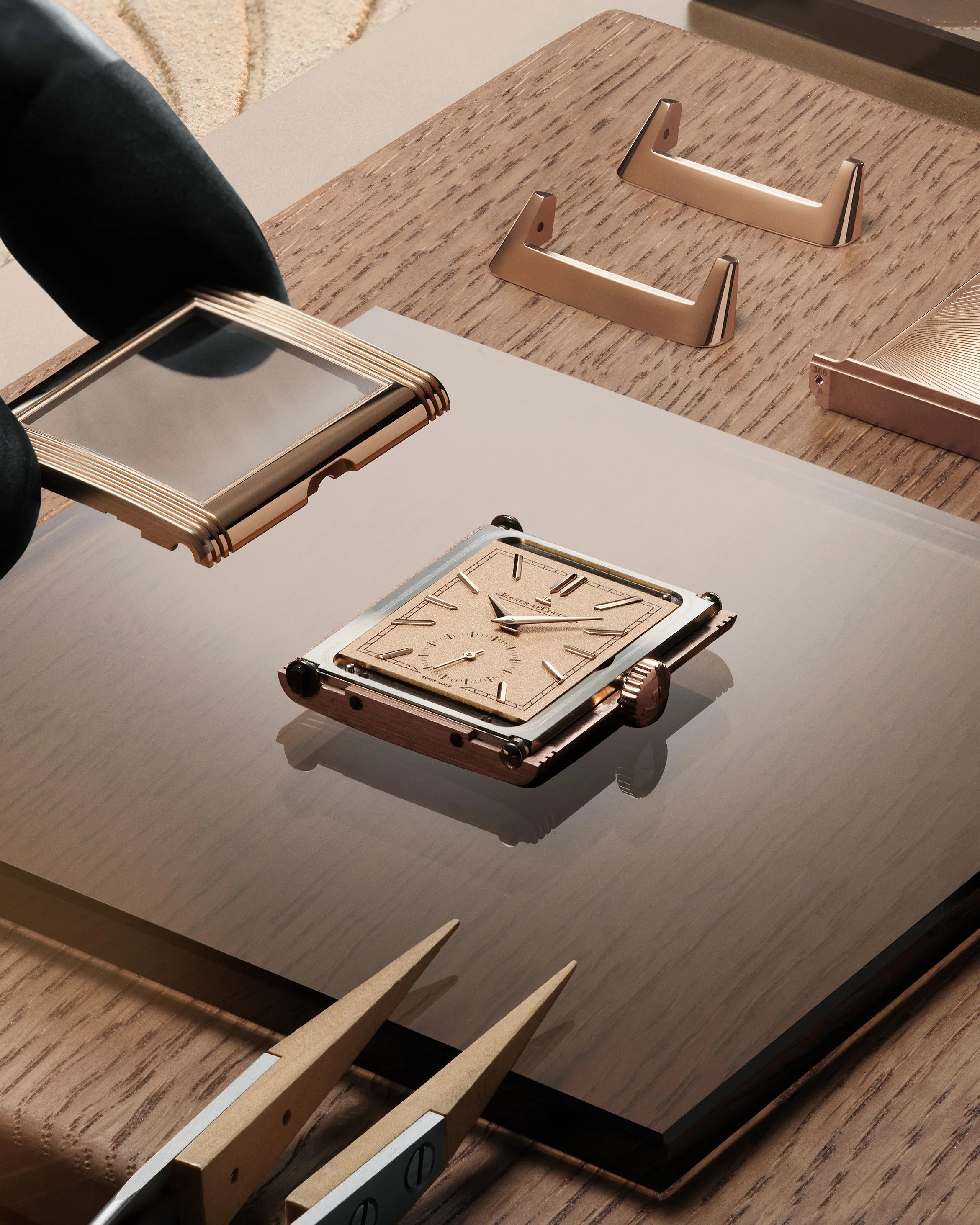 a watch being assembled