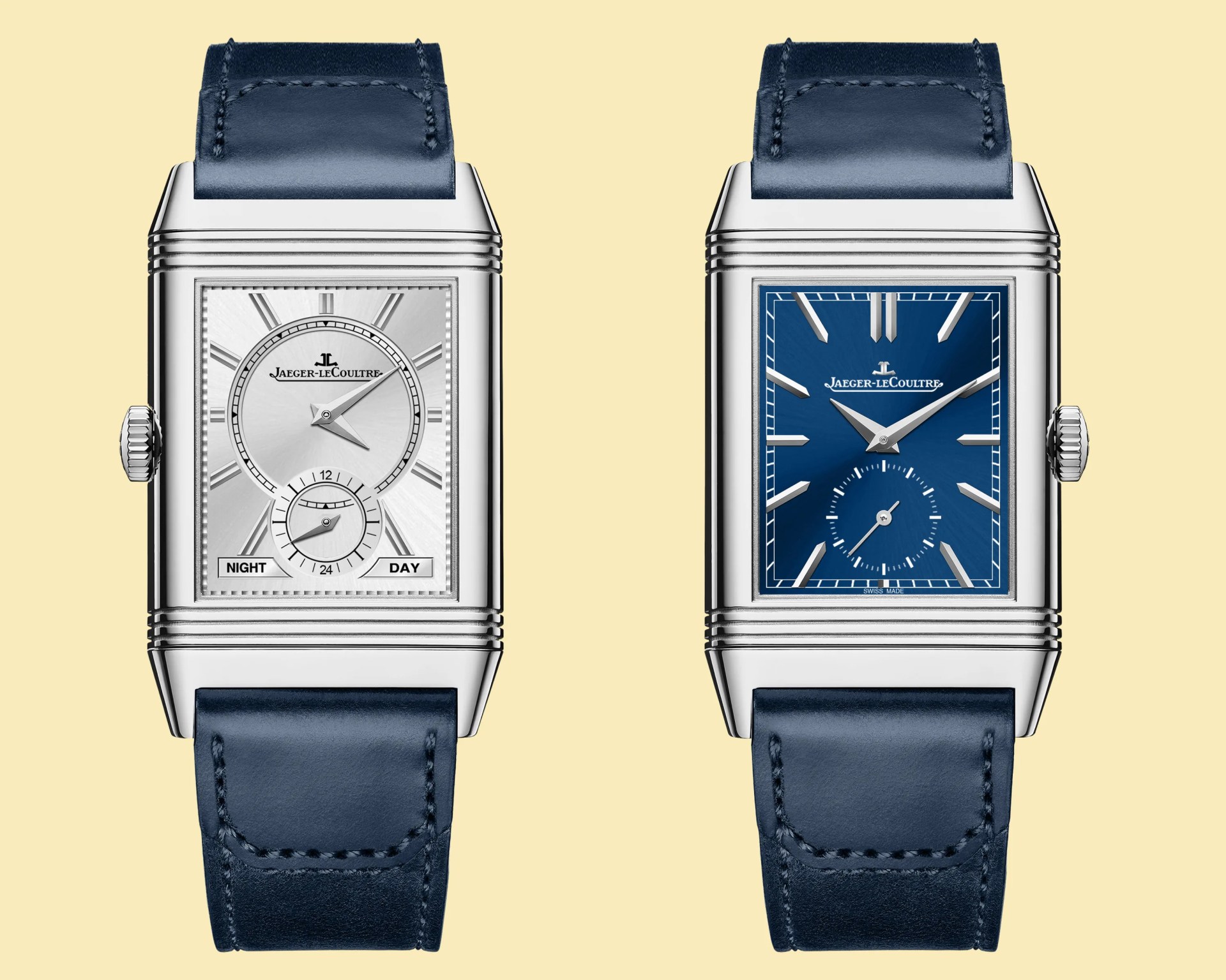 the back and front of a reversible rectangular Jaeger LeCoultre watch
