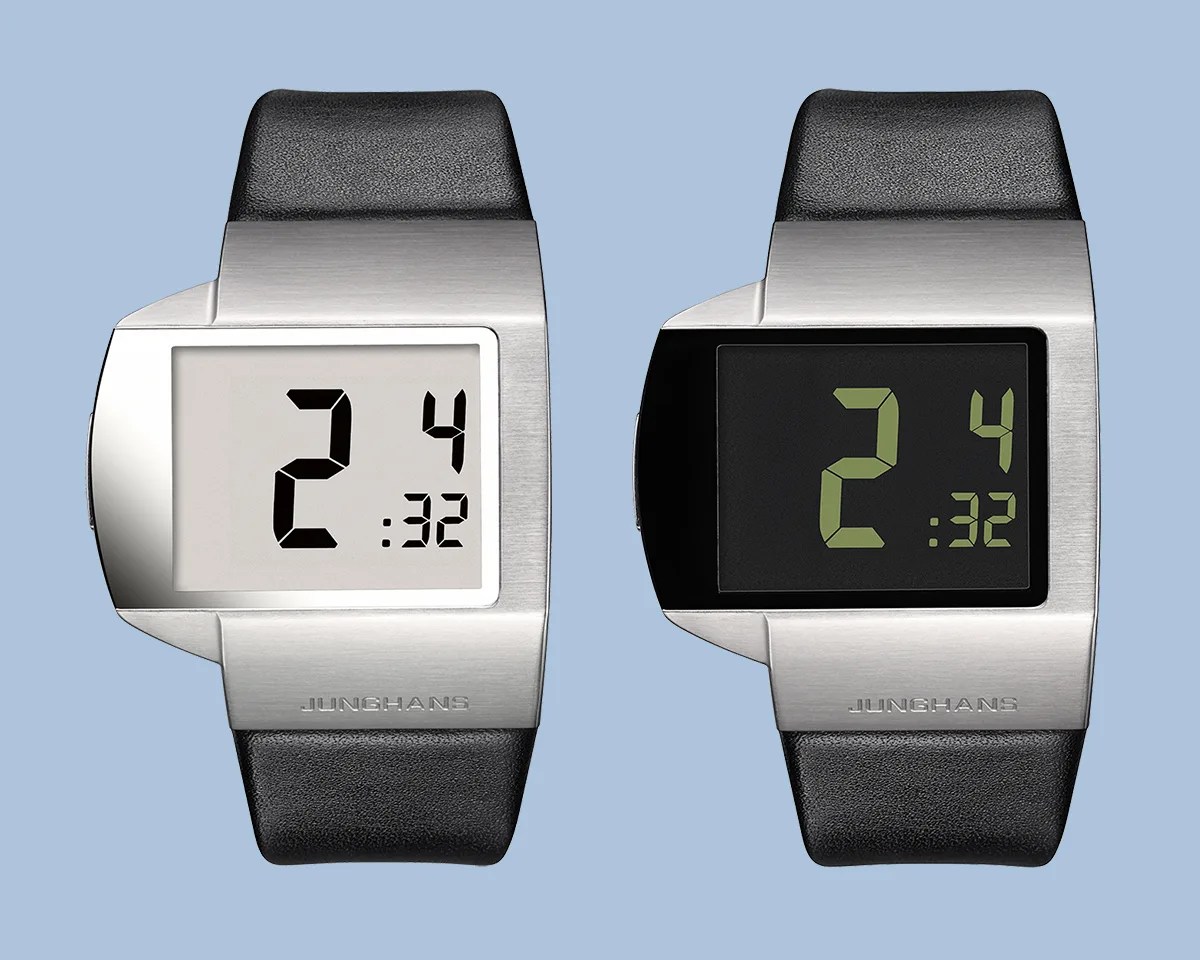 Junghans Mega Futura watches on blue background
