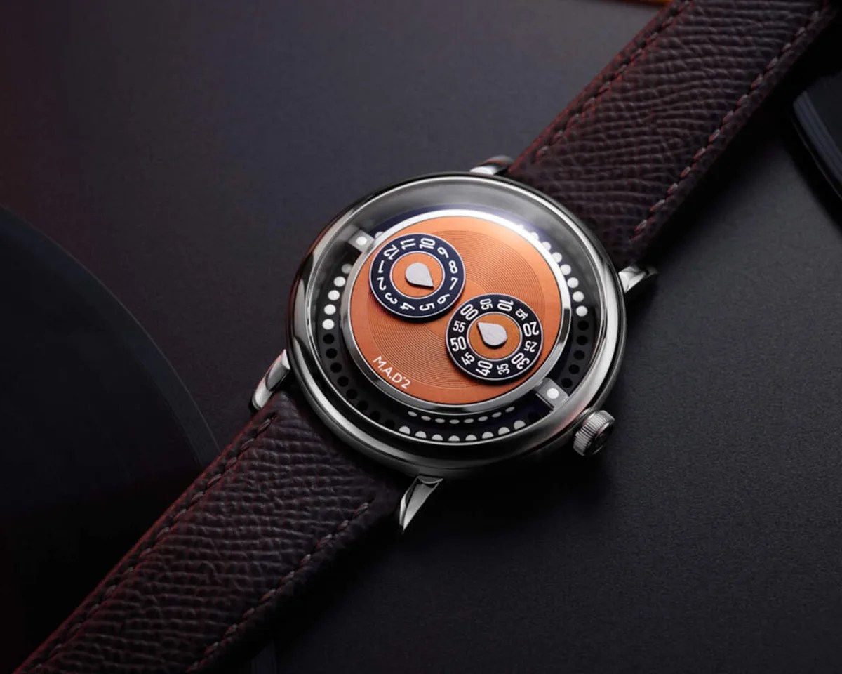 MB&F M.A.D.2 watch on dark background