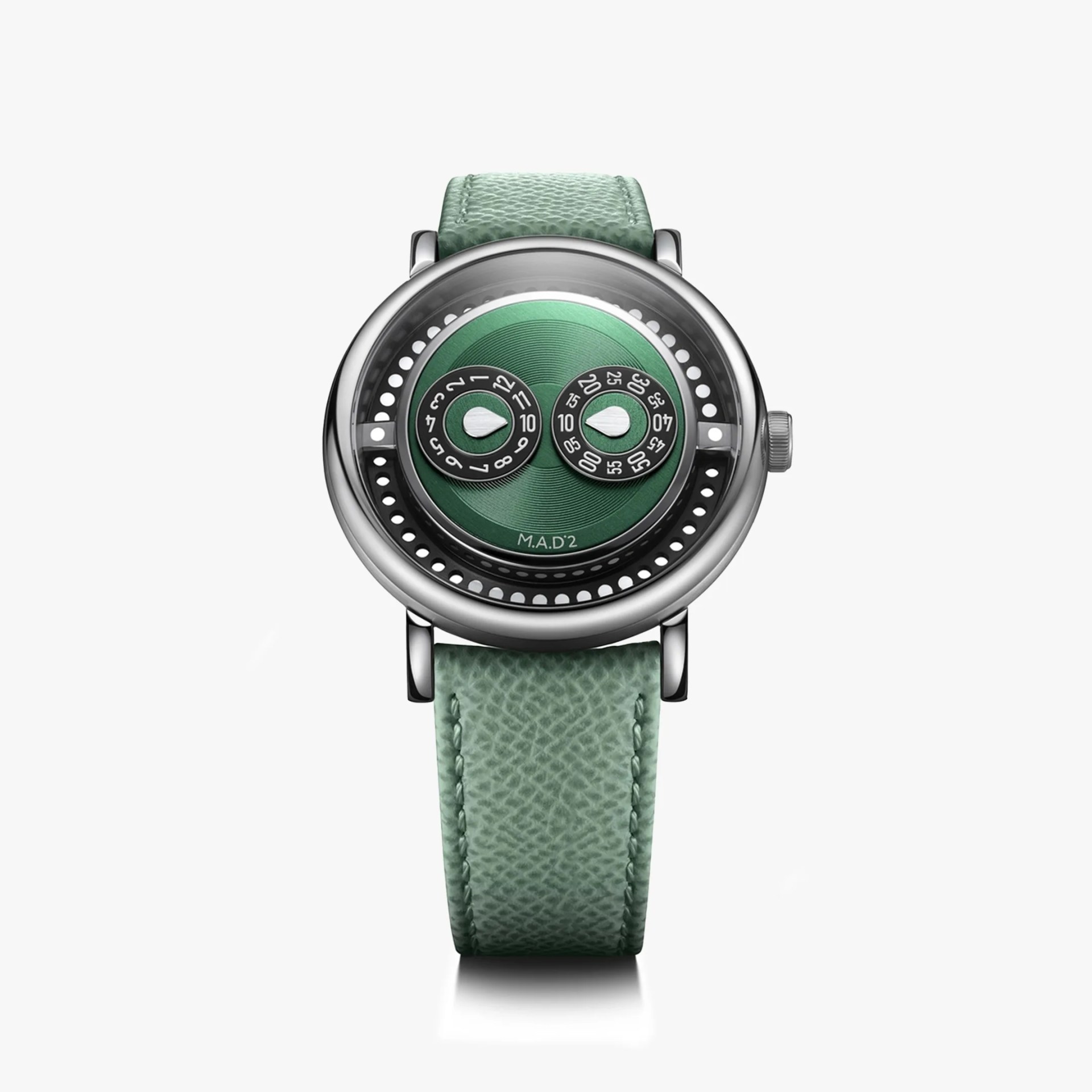 MB&F M.A.D.2 watch on gray background