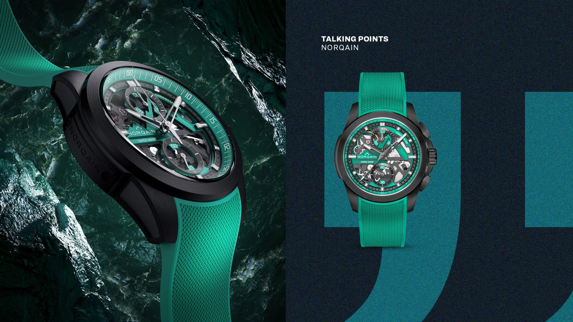 Talking Points Norqain Independence Skeleton Chrono 42mm in Jade