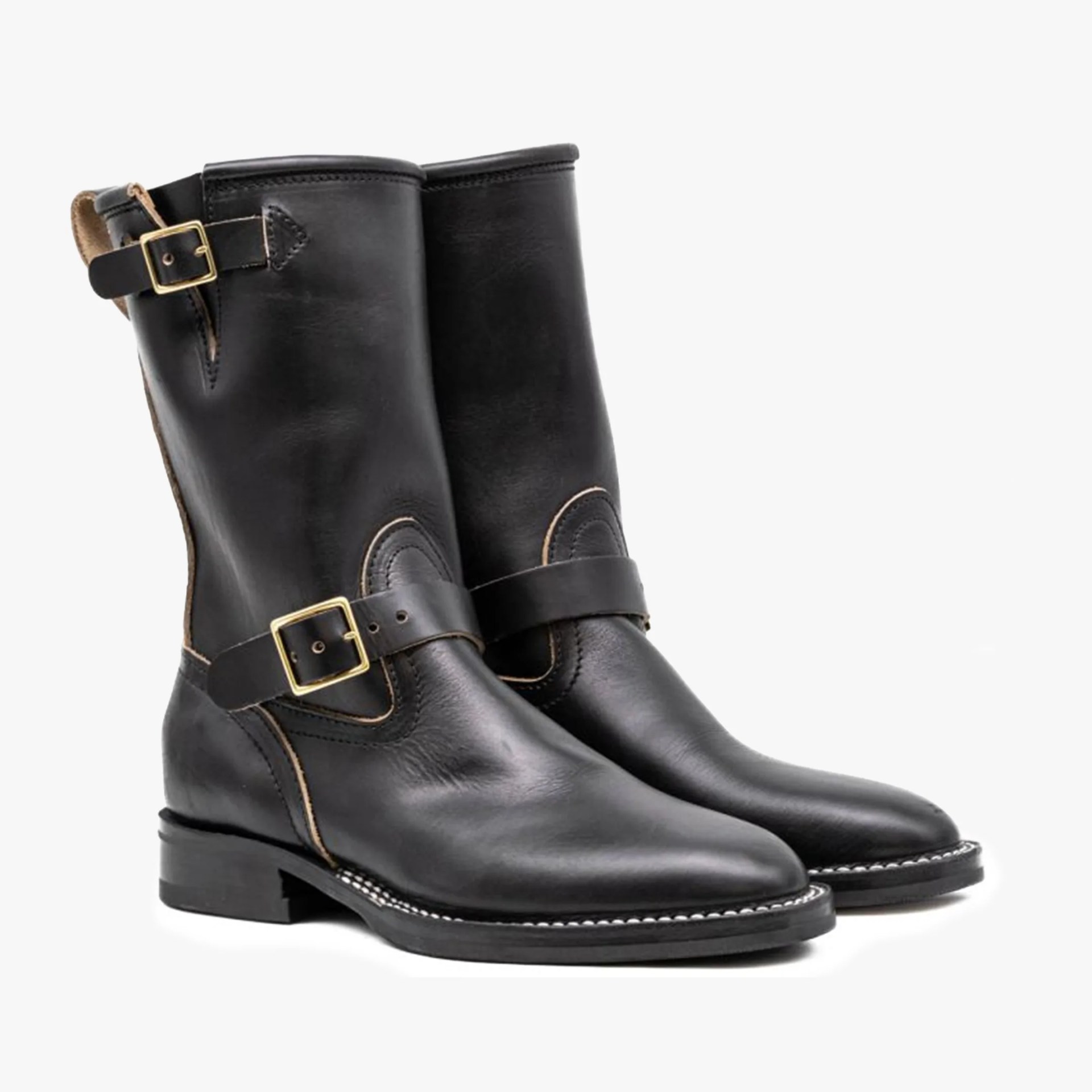 Nicks x Parkhurst Brakeman engineer boots on gray background