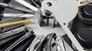 Closeup of RotoSelect with knives, watches and pens