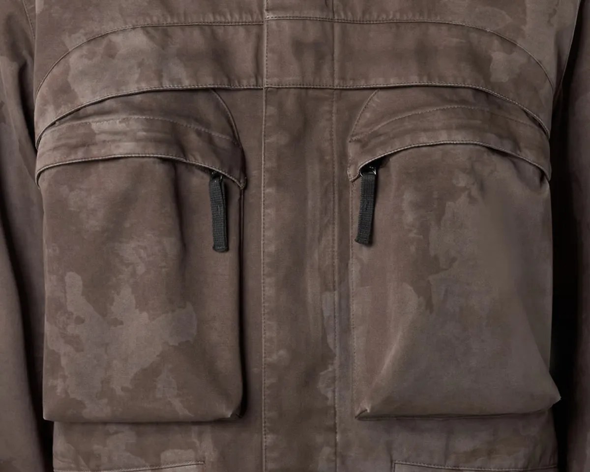Stone Island 4100022 Raso Gommato 3L Laser Camo Field Jacket closeup