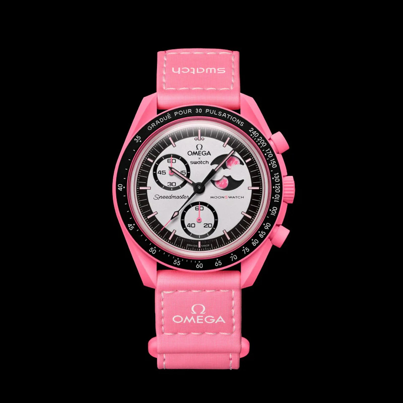 The Mission to the Pink Moonphase is shown in full against a dark black background.