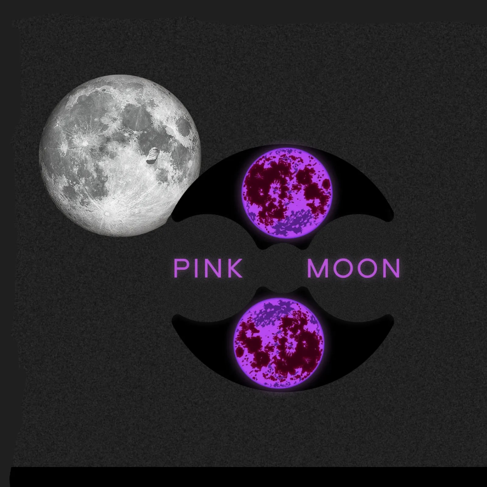 A close-up of the moon phase subdial on the Mission to the Pink Moonphase  showing the words "pink moon" which appear hidden unless shown under UV light. 