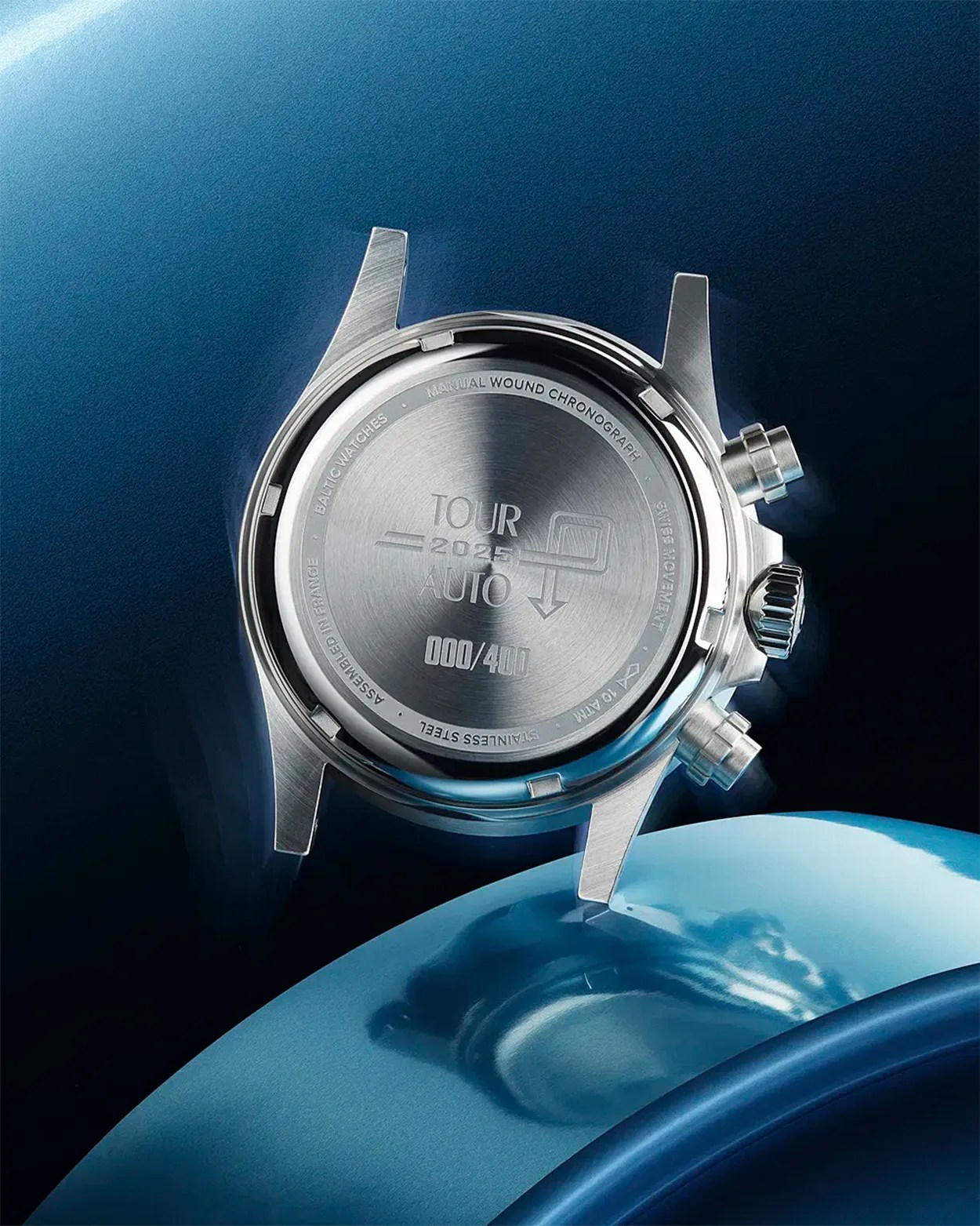 the case back of a Baltic watch