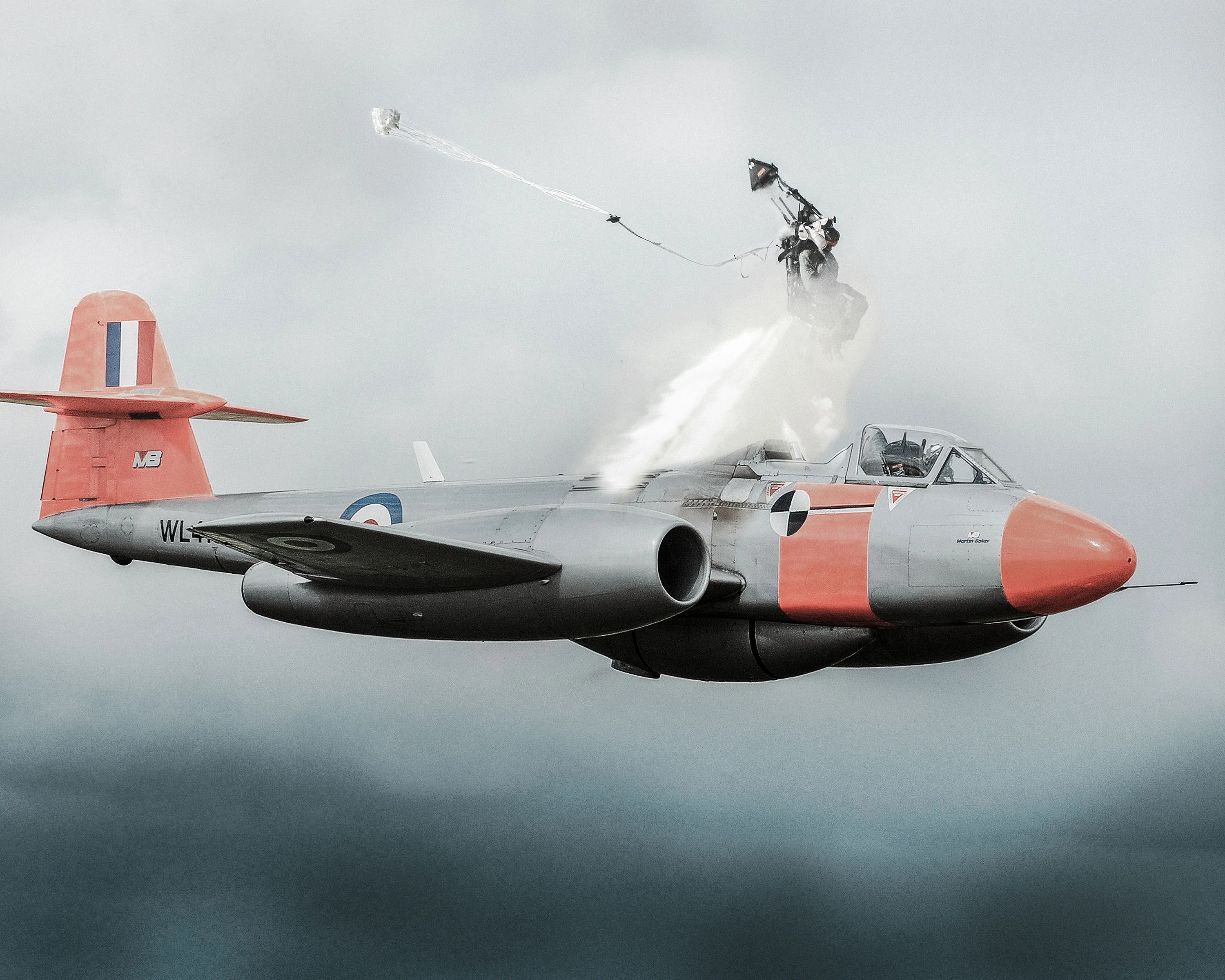 pilot ejecting from a small aircraft